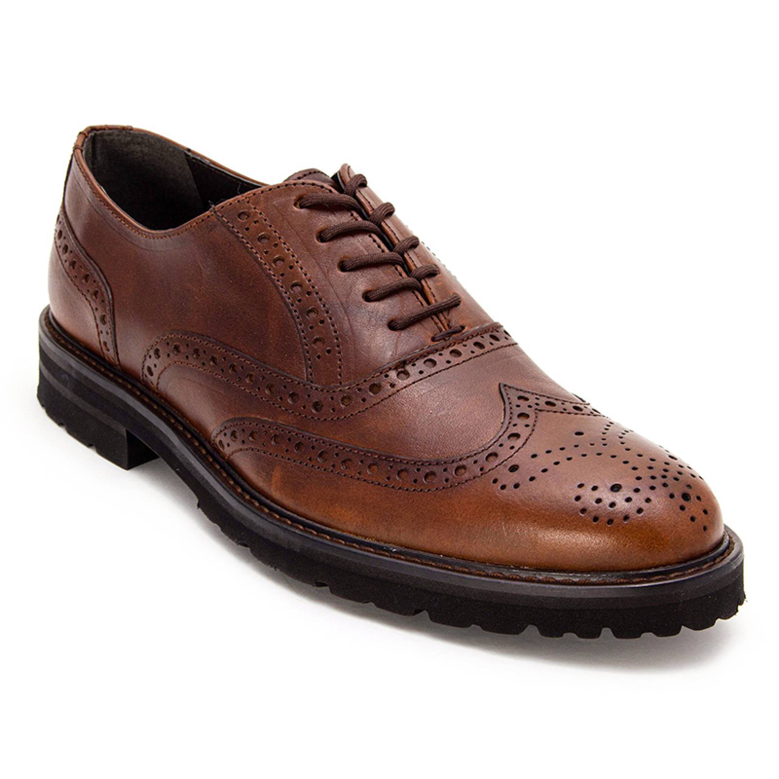 Zapato Caballero 5000 Café Piel Con Increíbles Detalles