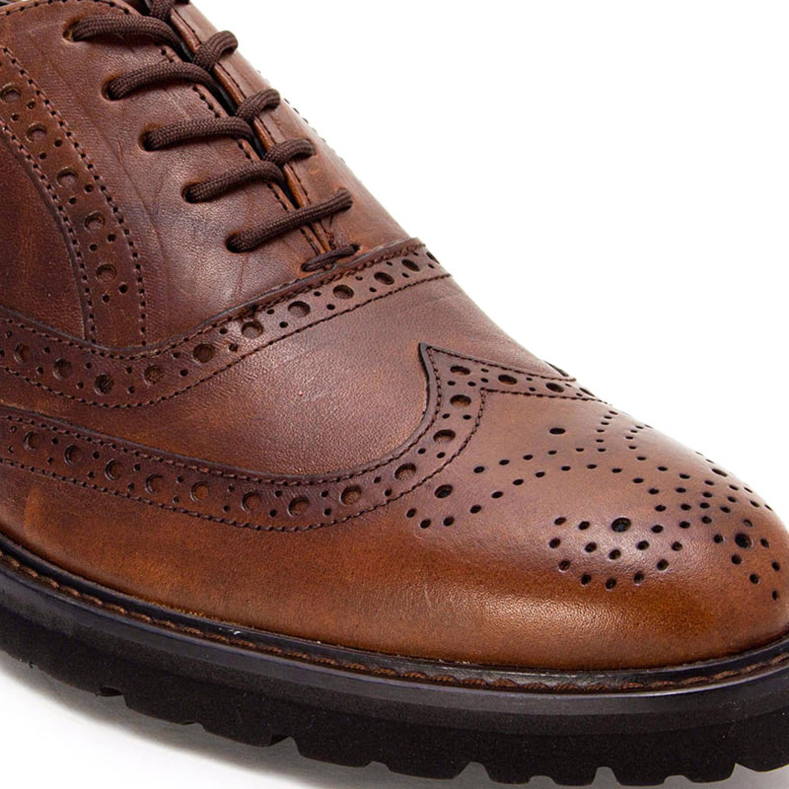 Zapato Caballero 5000 Café Piel Con Increíbles Detalles