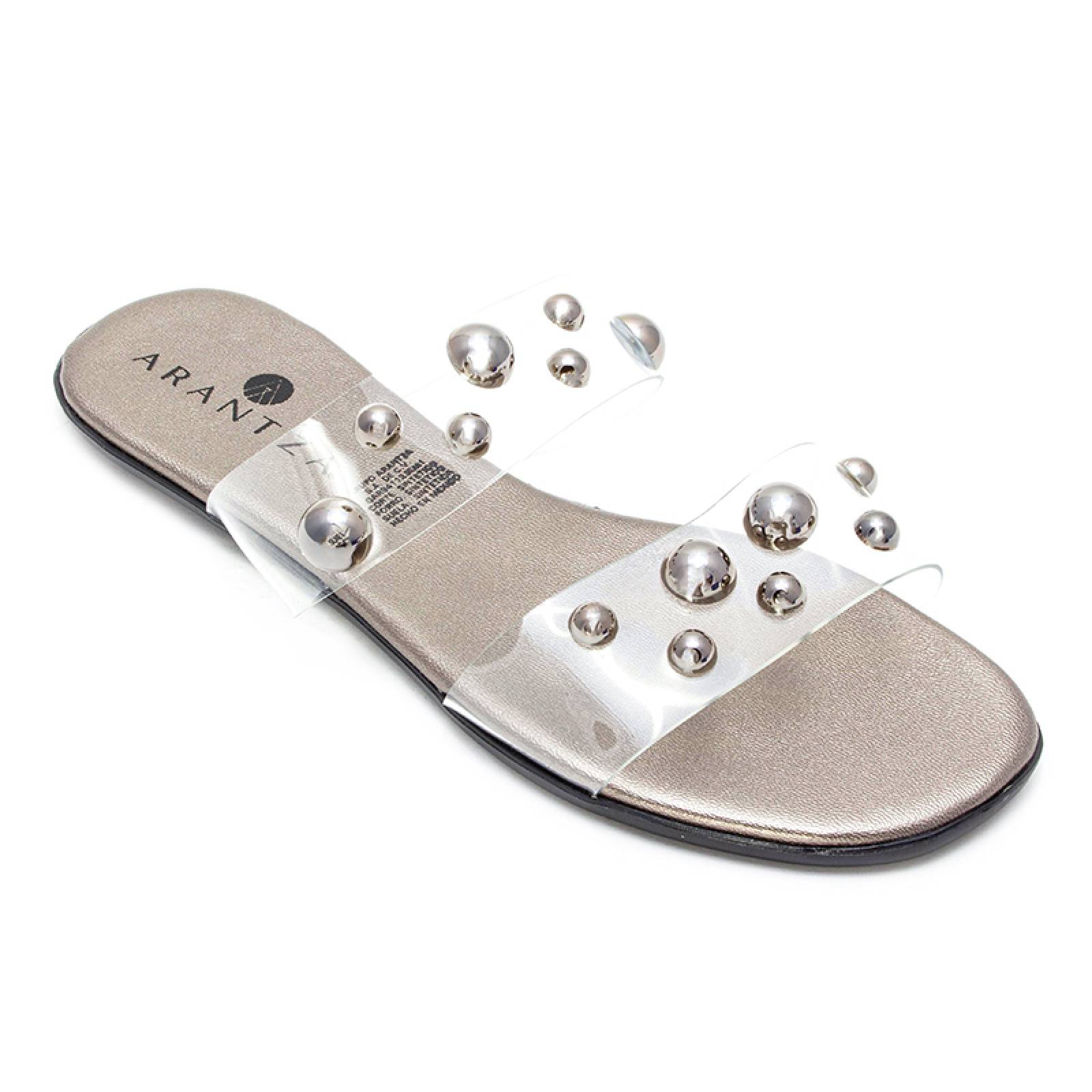 Sandalia Piso Dama 2640 Antimonio Mica Y Estoperoles Casual