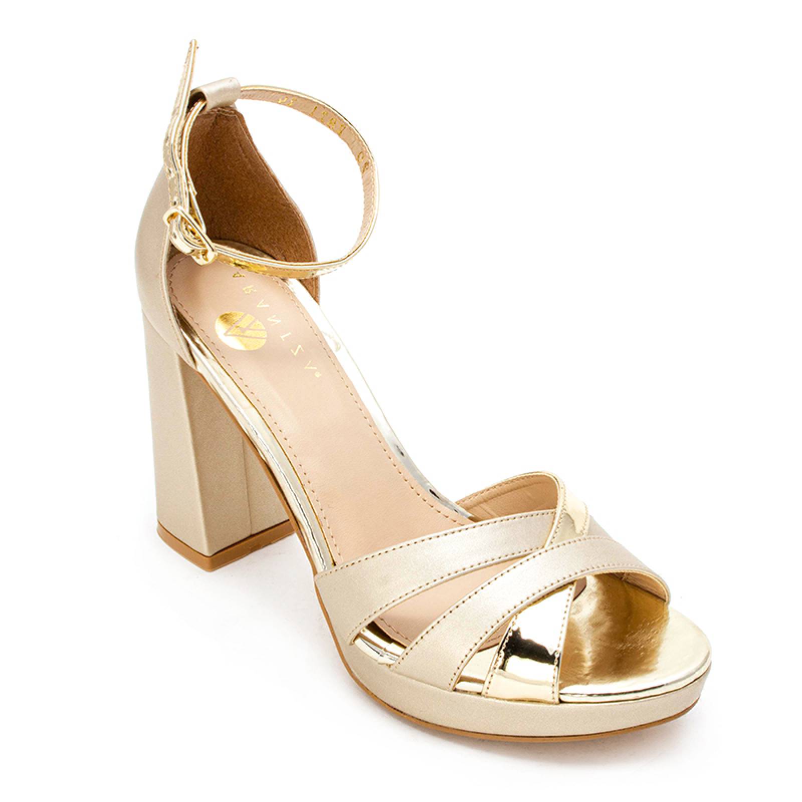 Sandalia Alta Dama 2821 Espectacular Tacón Cuadrado