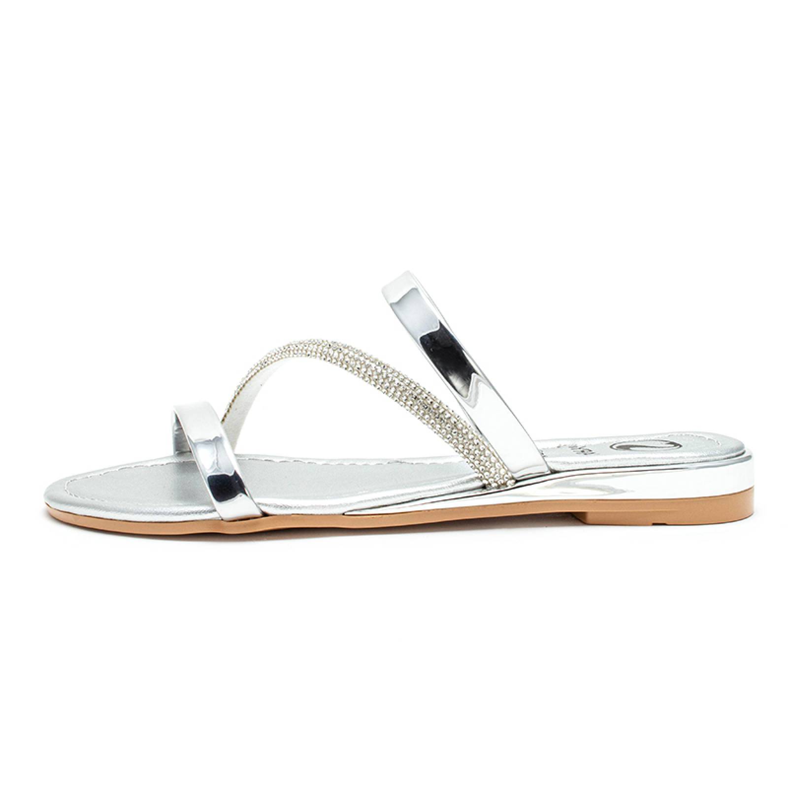 Sandalia Piso Dama 3290 Con Tira De Piedreria