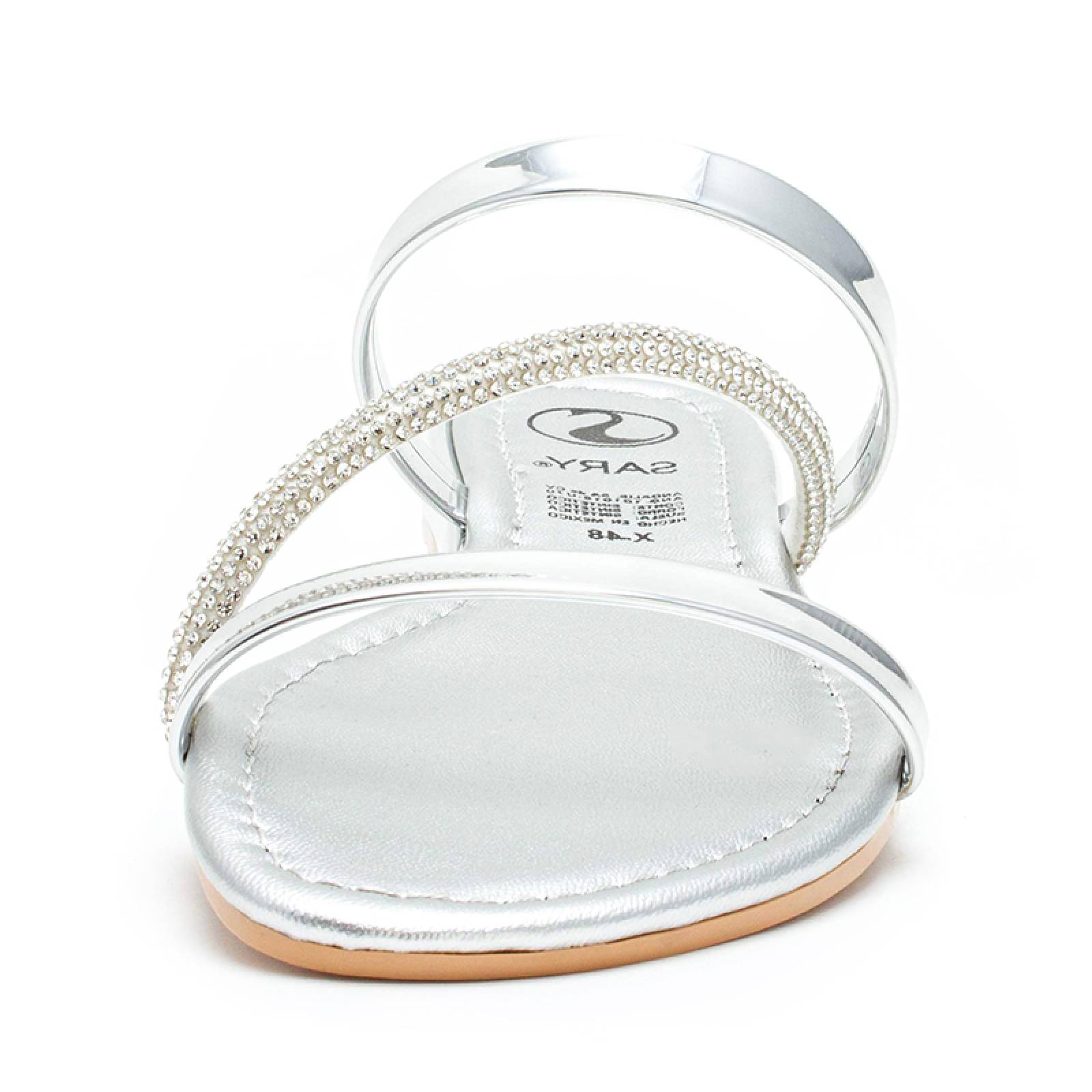 Sandalia Piso Dama 3290 Con Tira De Piedreria