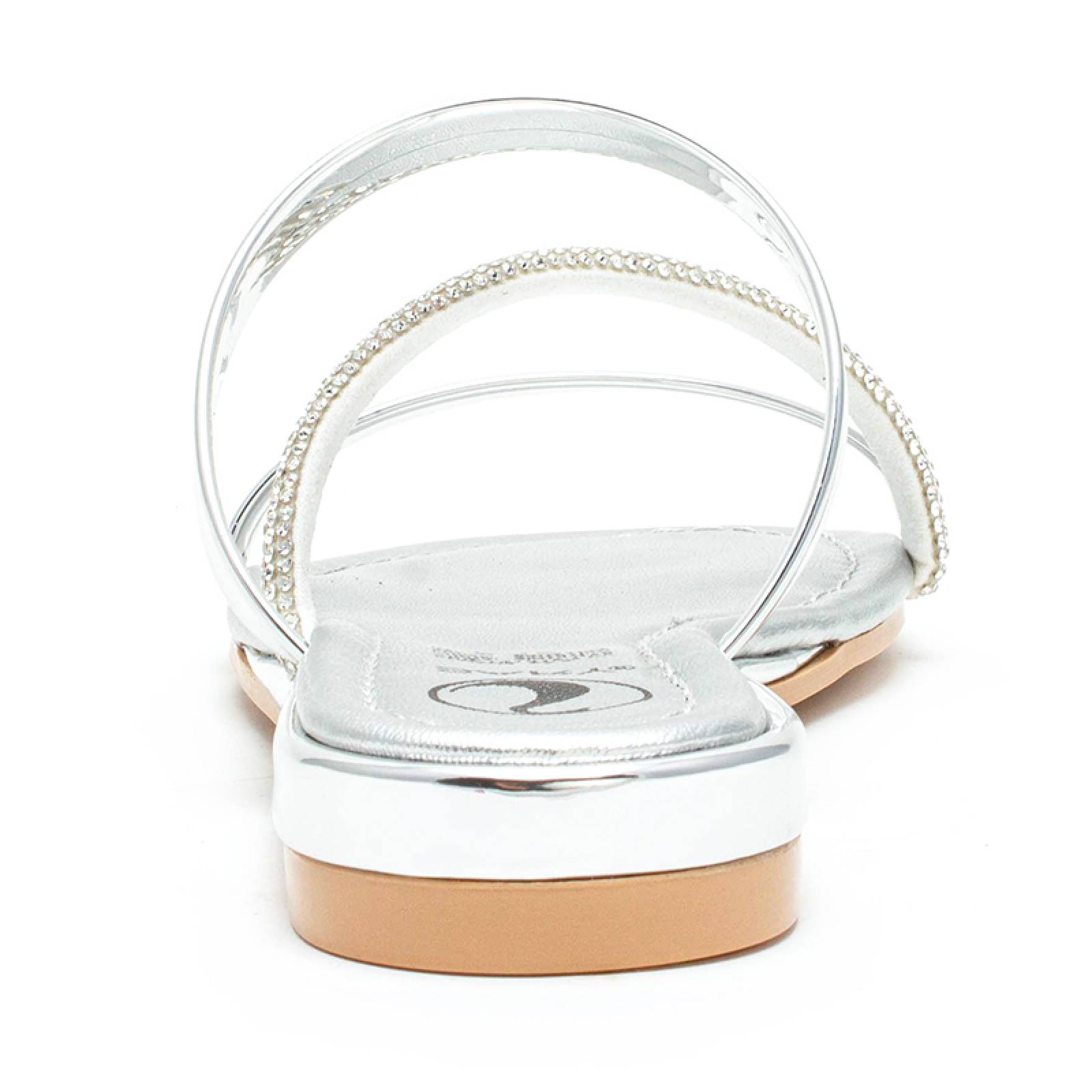 Sandalia Piso Dama 3290 Con Tira De Piedreria