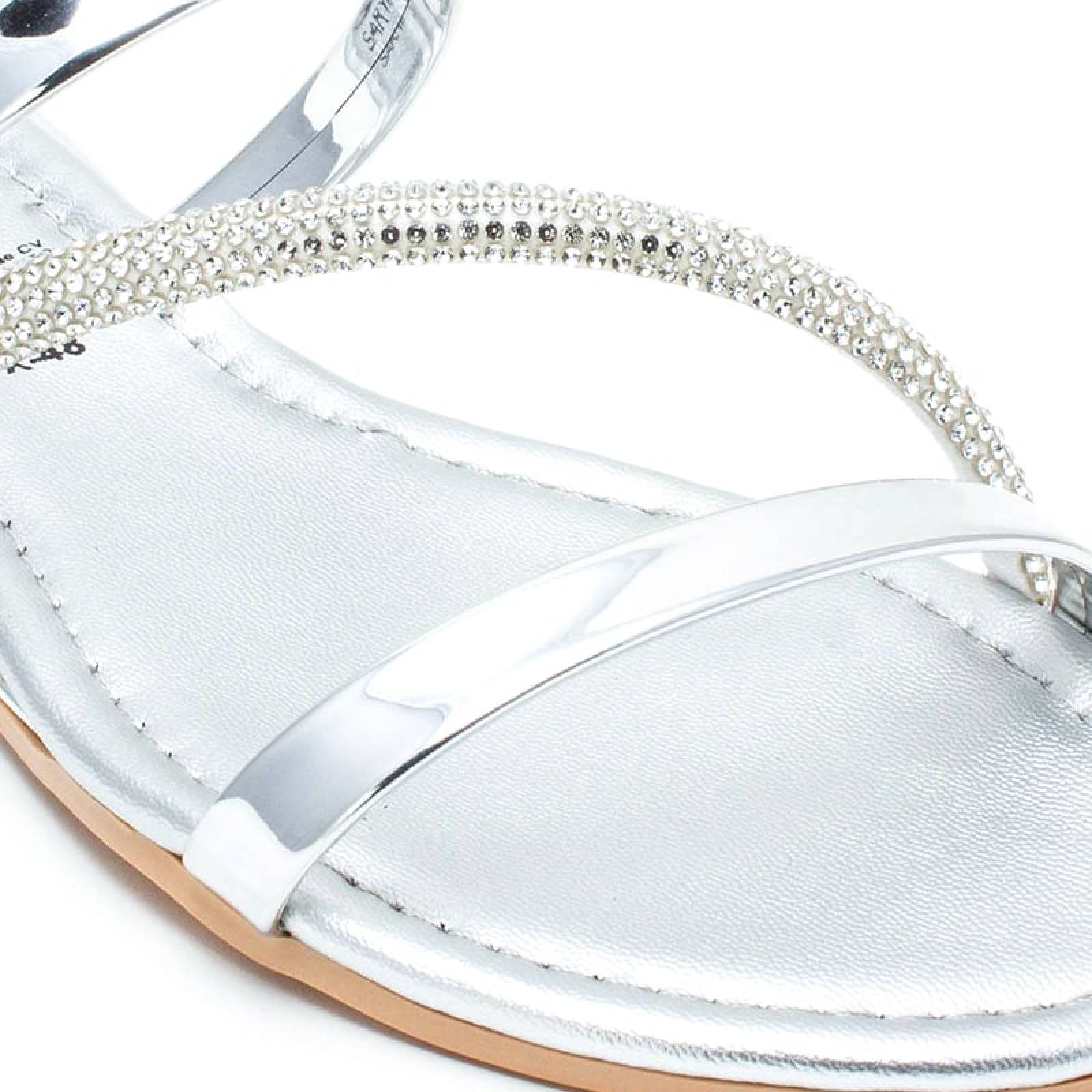 Sandalia Piso Dama 3290 Con Tira De Piedreria