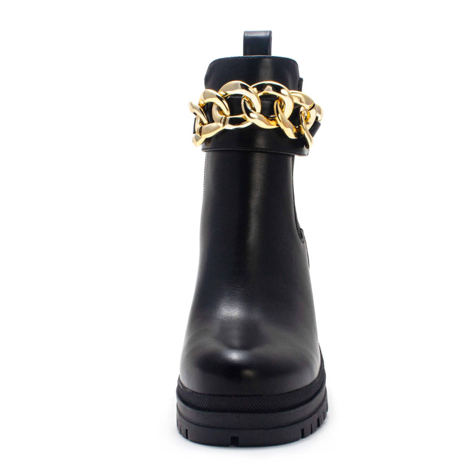 Botín Ato Dama 220930 Negro Con Bella Cadena Dorada