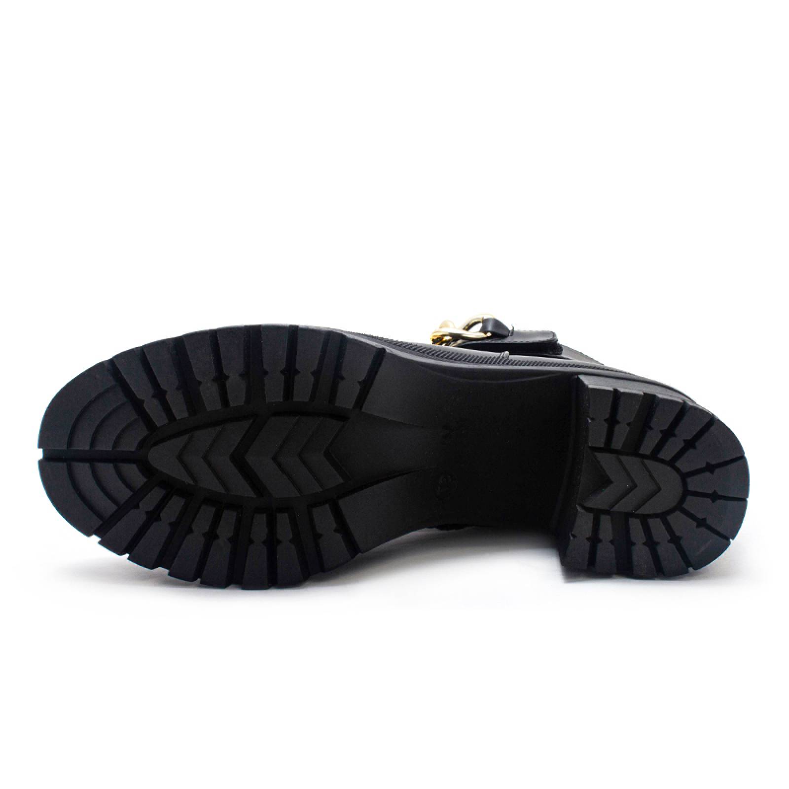 Botín Ato Dama 220930 Negro Con Bella Cadena Dorada