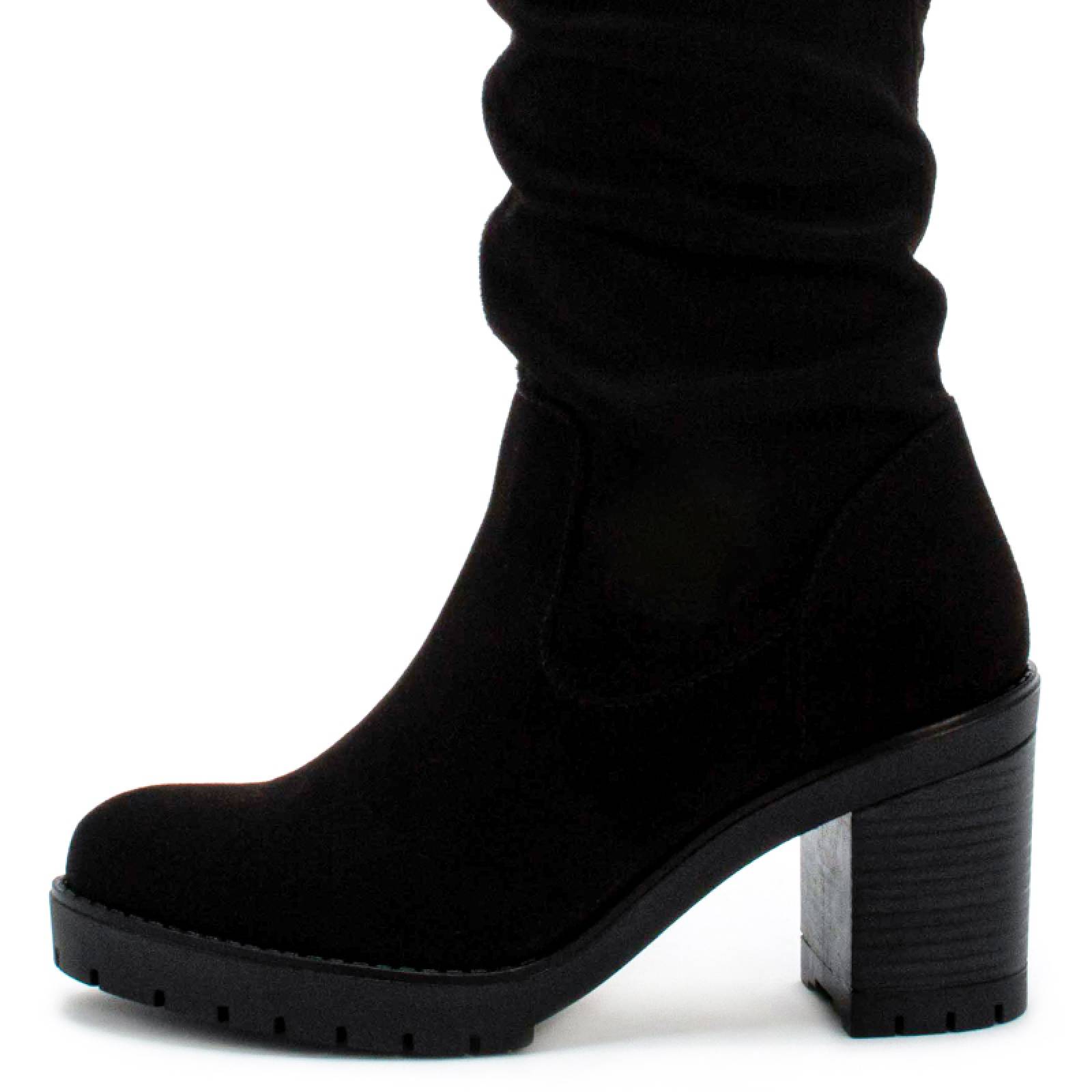 Bota Alta Dama 9609 Negro Gamuza Caña Alta