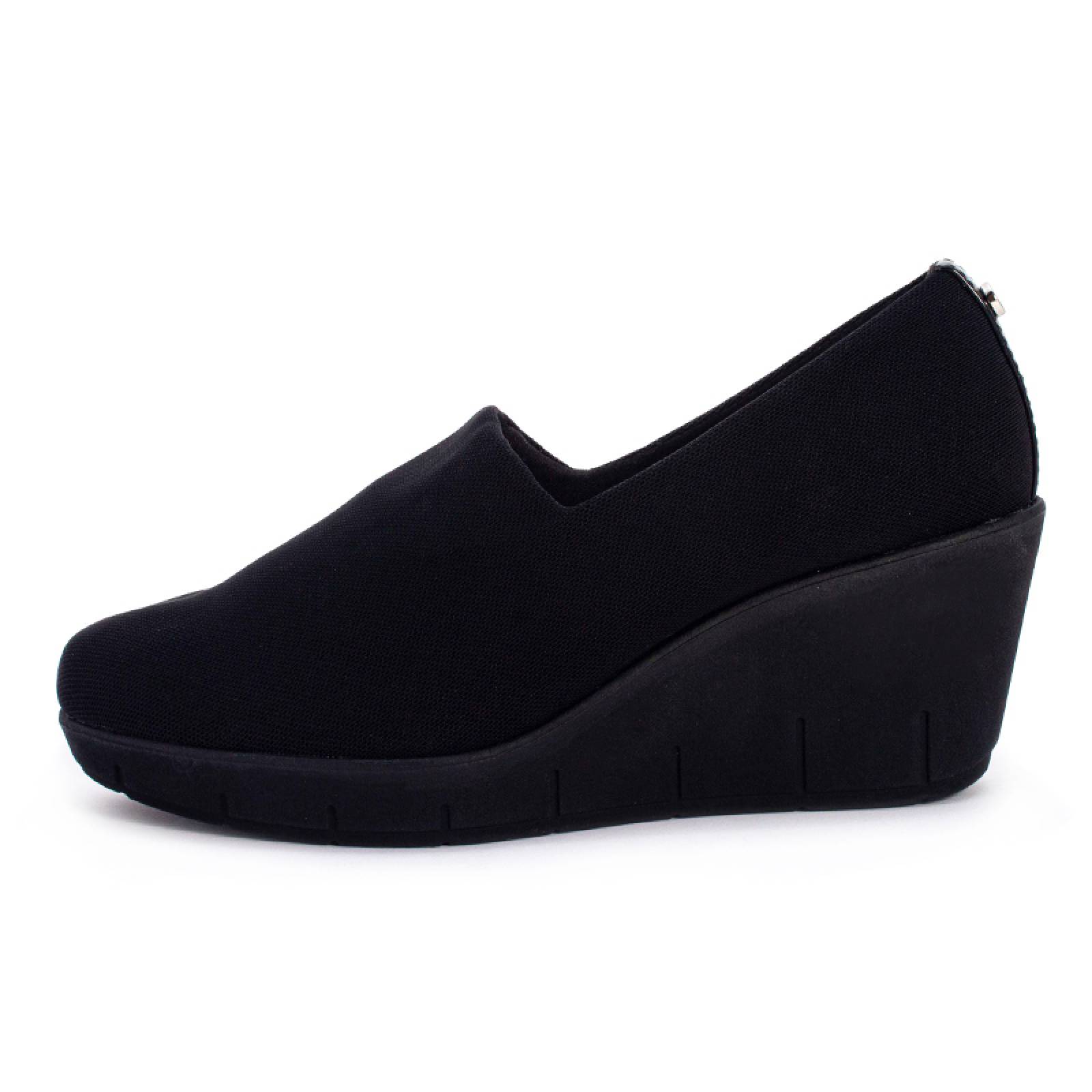 Zapato Cerrado Alto 6363 Negro Licra Ajustable Confort 