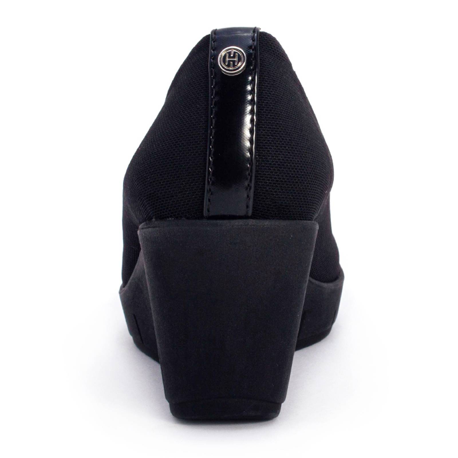 Zapato Cerrado Alto 6363 Negro Licra Ajustable Confort 