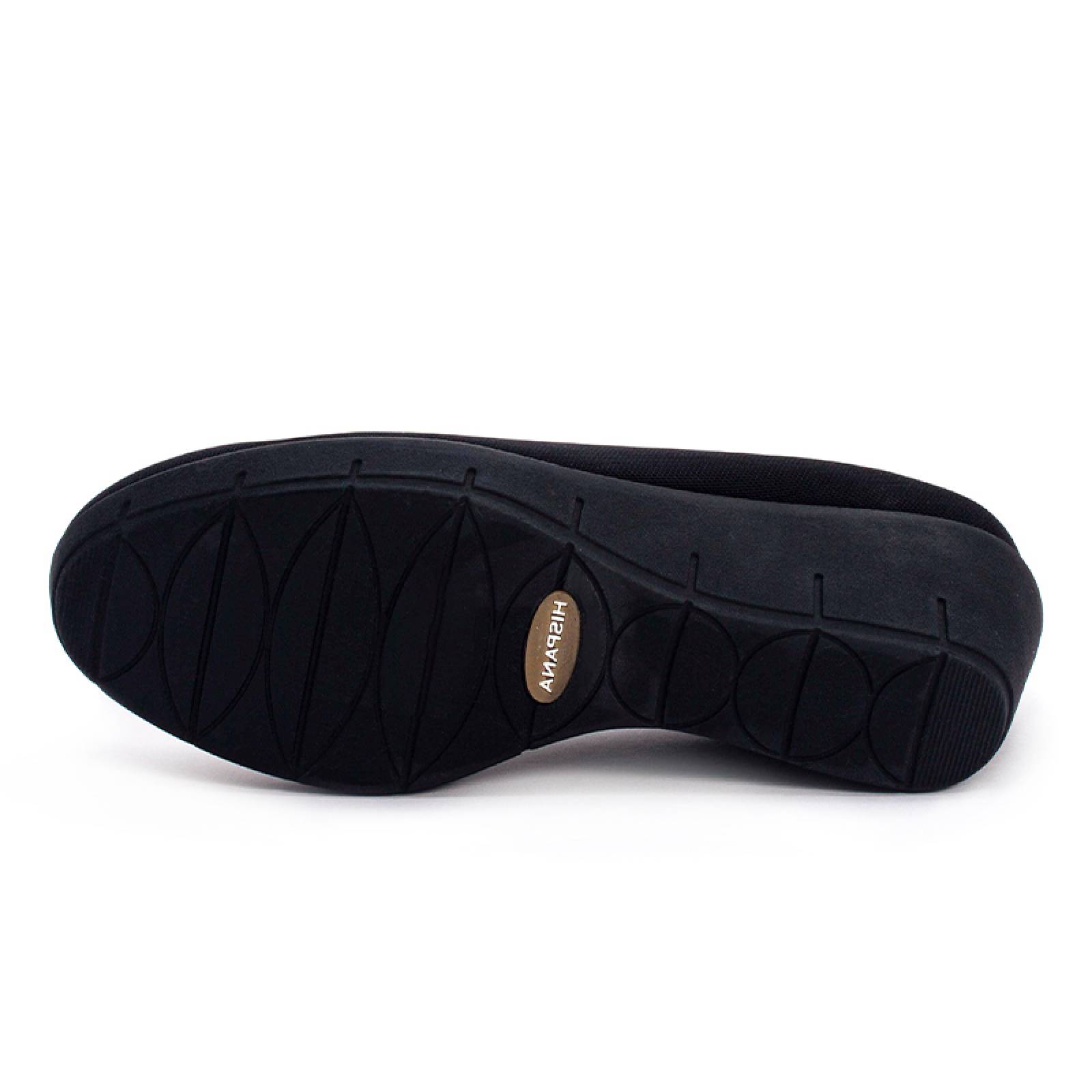 Zapato Cerrado Alto 6363 Negro Licra Ajustable Confort 
