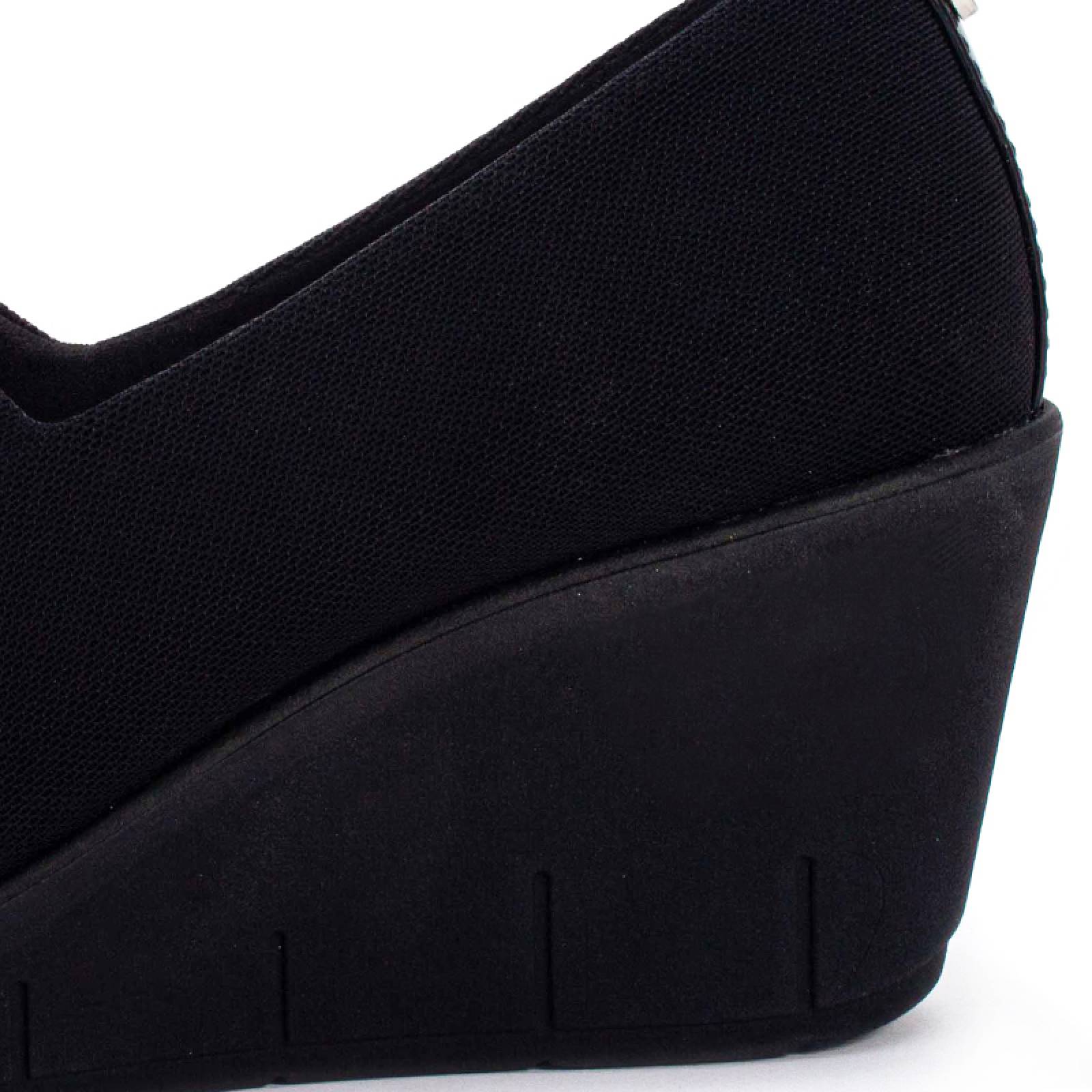 Zapato Cerrado Alto 6363 Negro Licra Ajustable Confort 