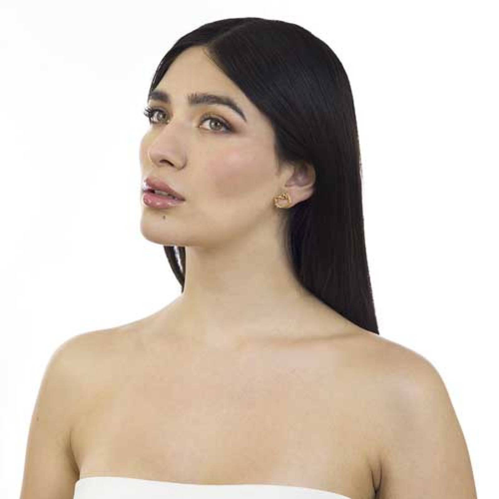 Set de Aretes Hello Kitty Silueta y Mariposa Dorado Brillante