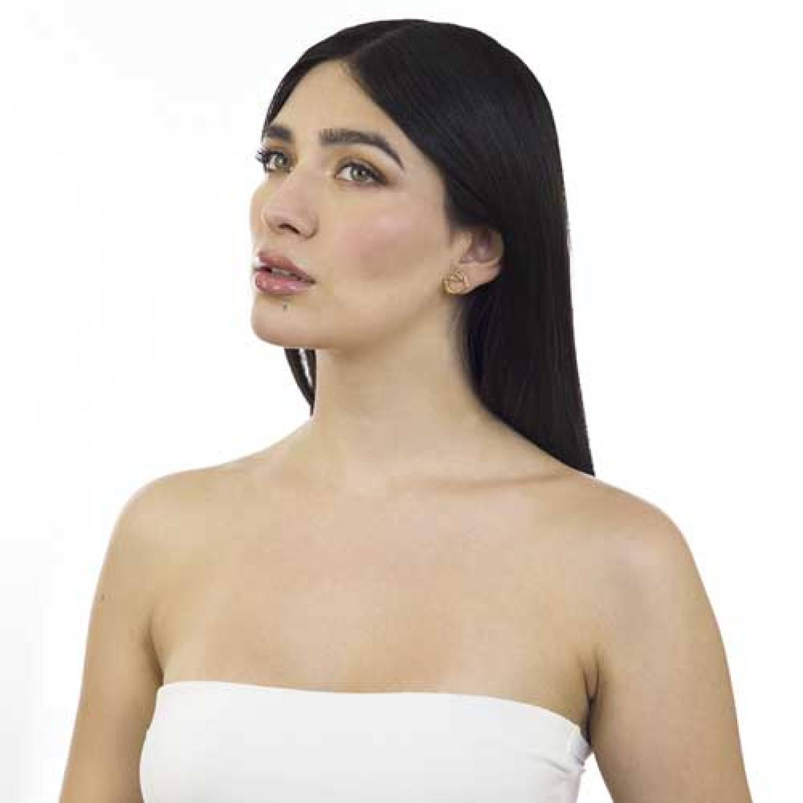  Set de Aretes Hello Kitty Silueta y Love Dorado Brillante