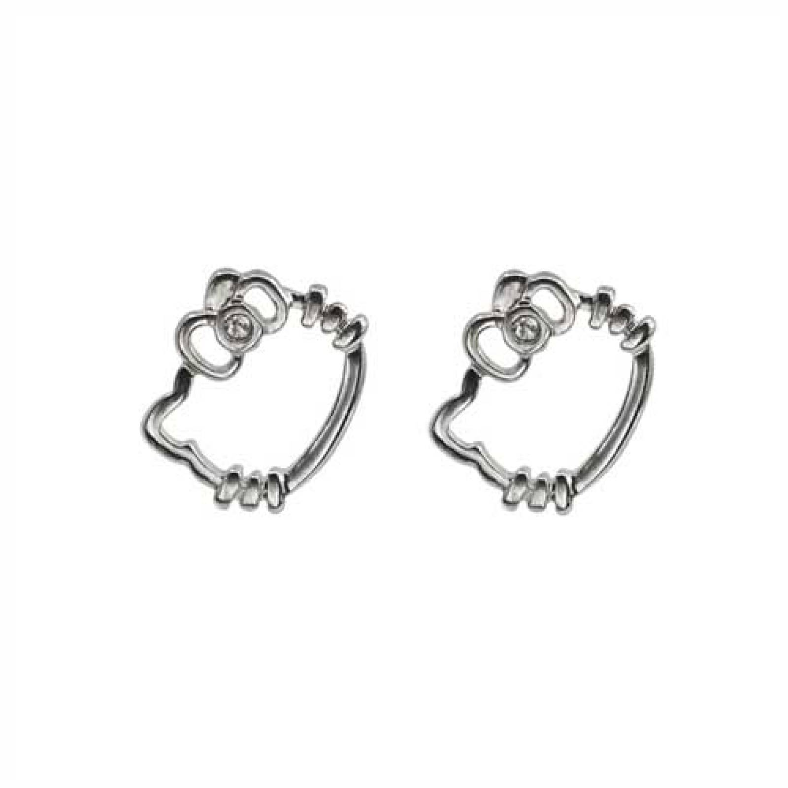 Set de Aretes Hello Kitty Silueta y Love Niquel Brillante