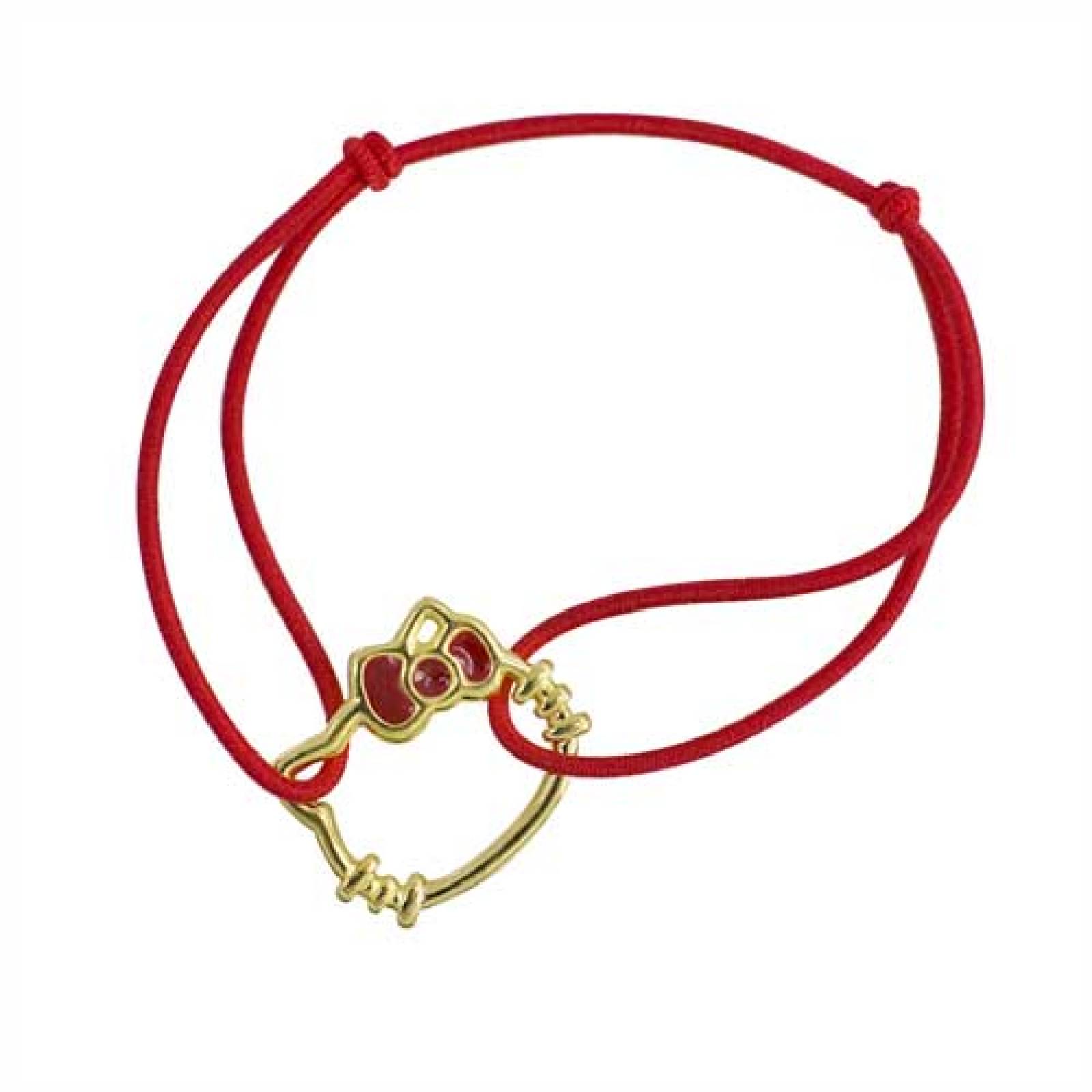  Pulsera Elastica Hello Kitty Silueta Grande Moño Rojo 18cm Rojo con Dorado