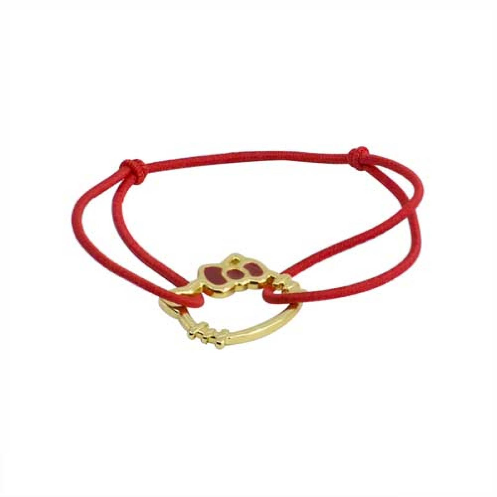  Pulsera Elastica Hello Kitty Silueta Grande Moño Rojo 18cm Rojo con Dorado