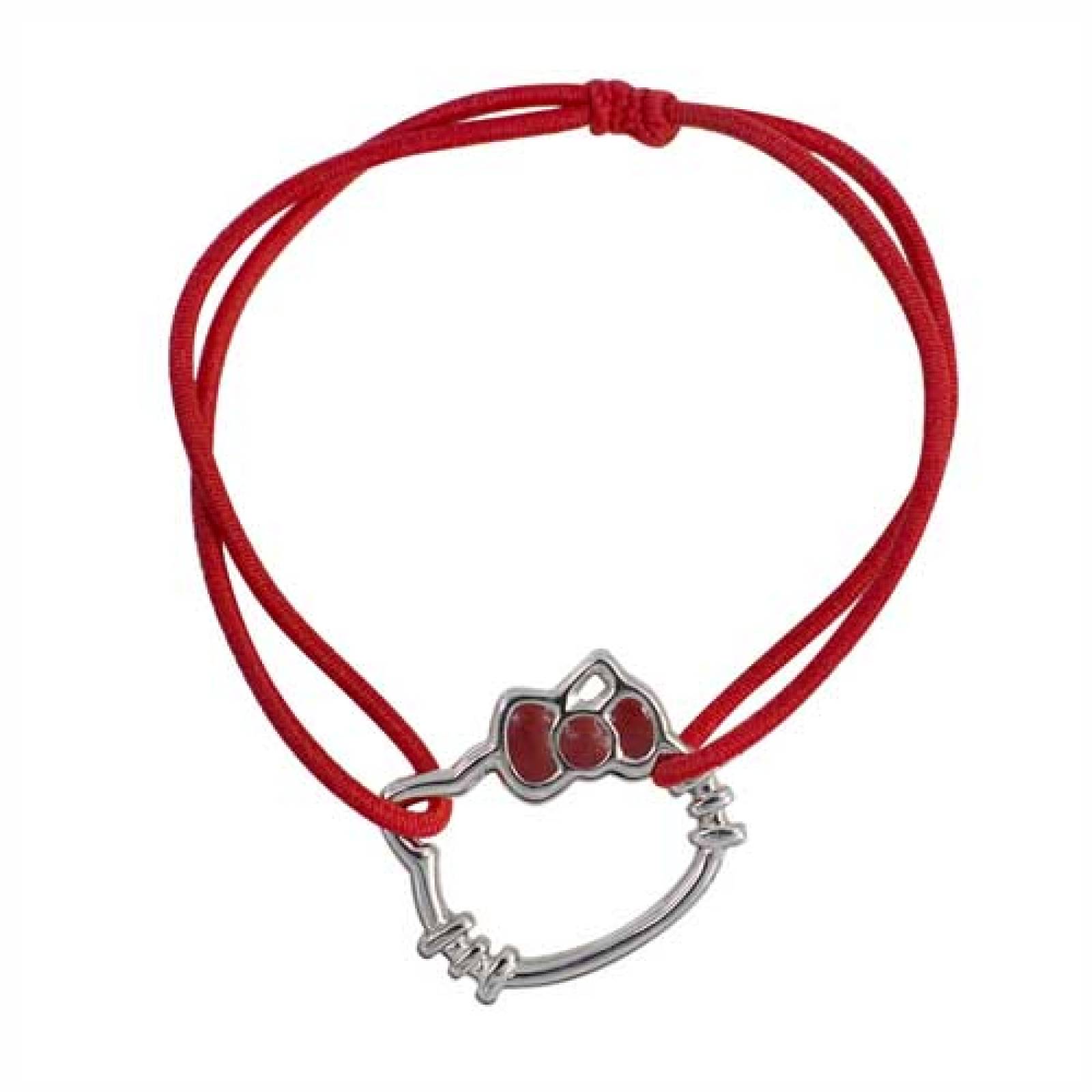  Pulsera Elastica Hello Kitty Silueta Grande Moño Rojo 18cm Rojo con Niquel