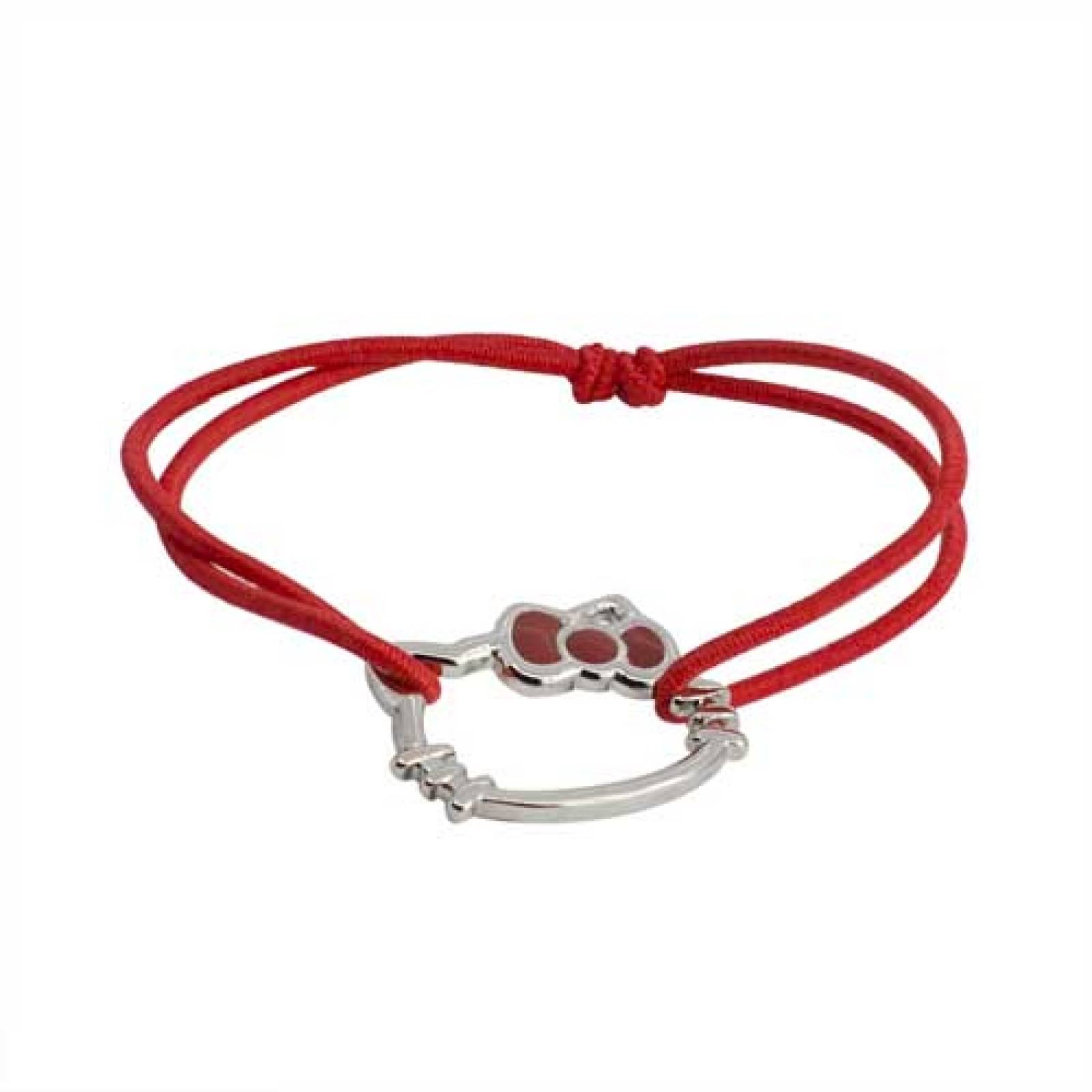  Pulsera Elastica Hello Kitty Silueta Grande Moño Rojo 18cm Rojo con Niquel