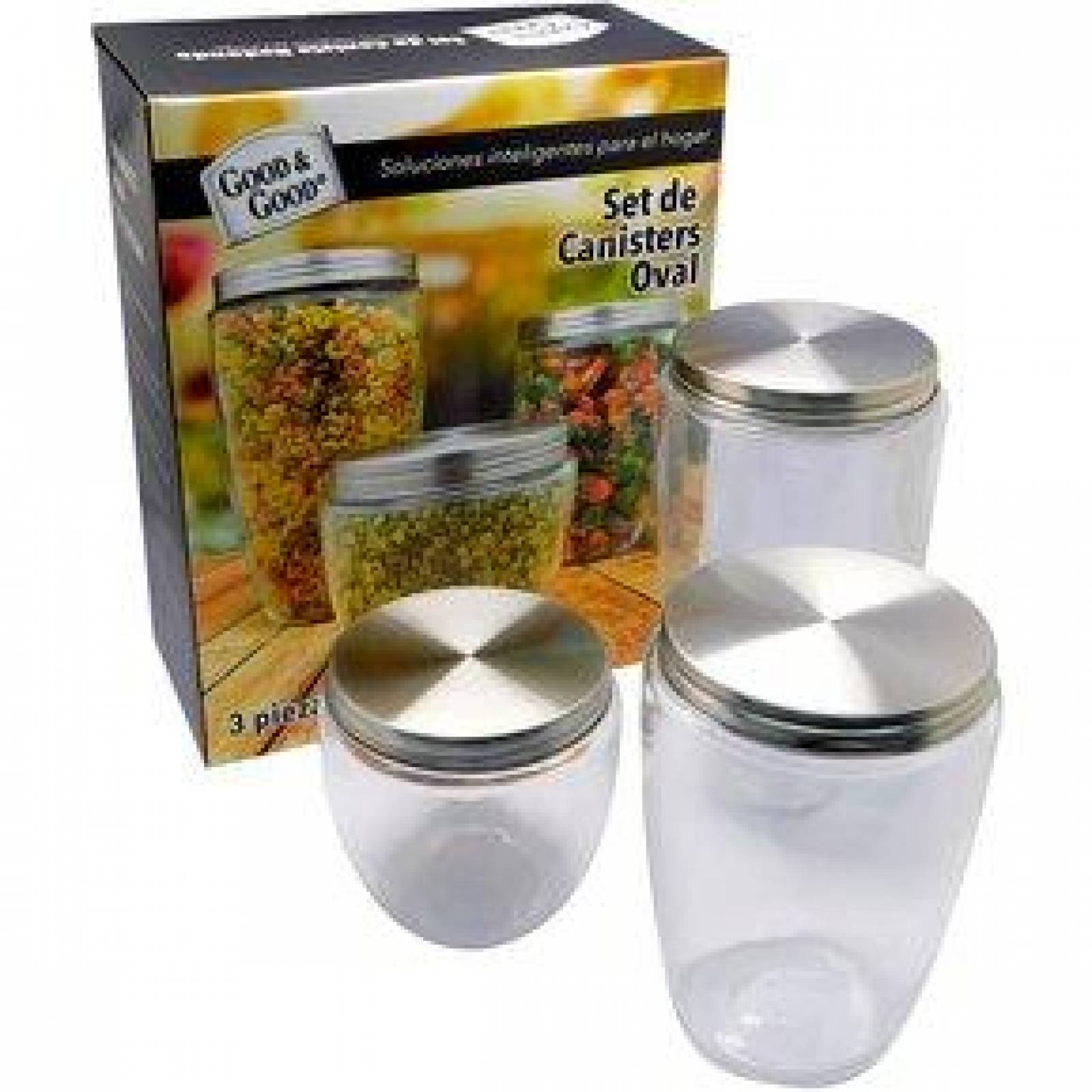 Set de 3 frascos de vidrio con tapa 