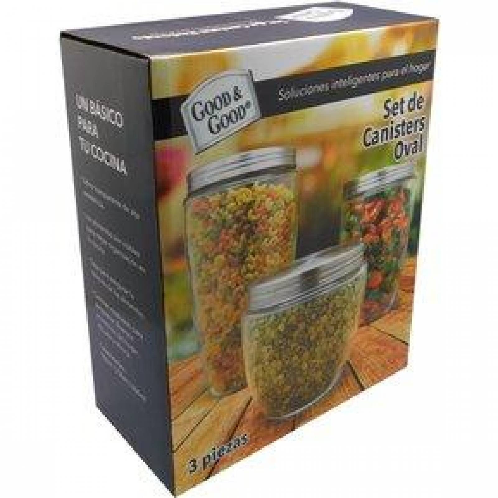 Set de 3 frascos de vidrio con tapa 