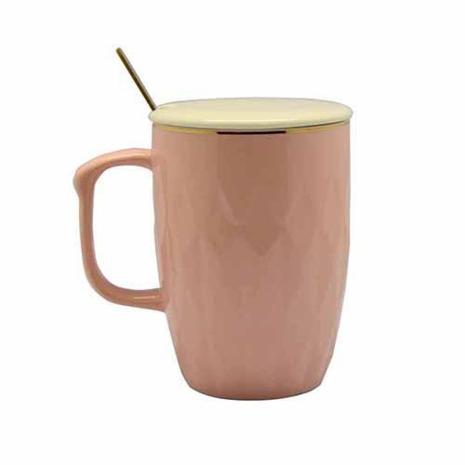 Taza con Cuchara y Tapa 350 ml Rosa