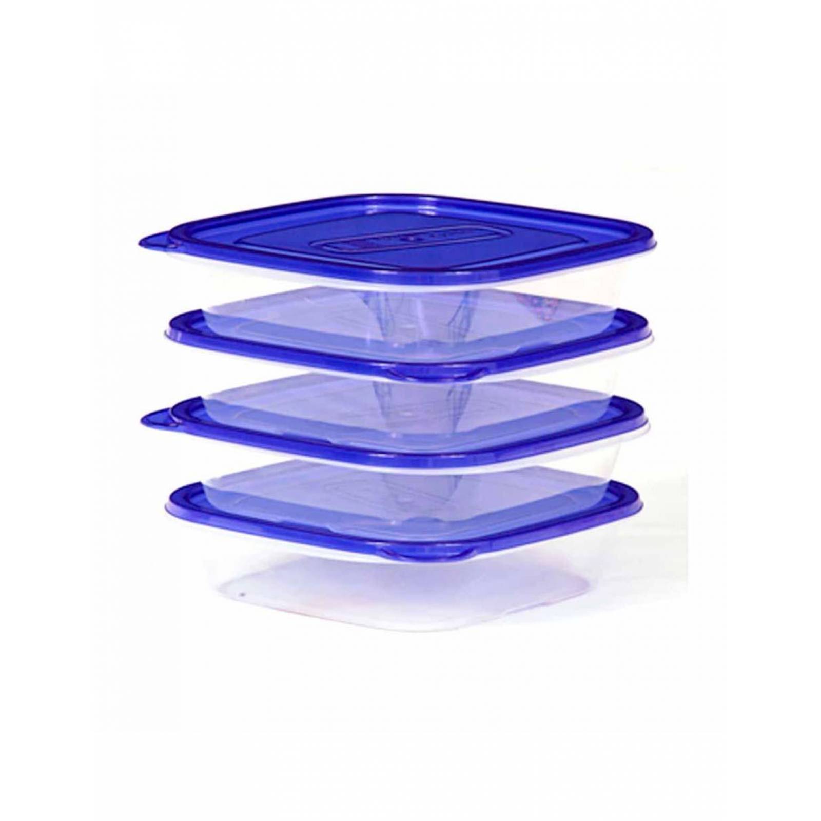 Set de 4 recipientes de plástico con tapa 850ml 