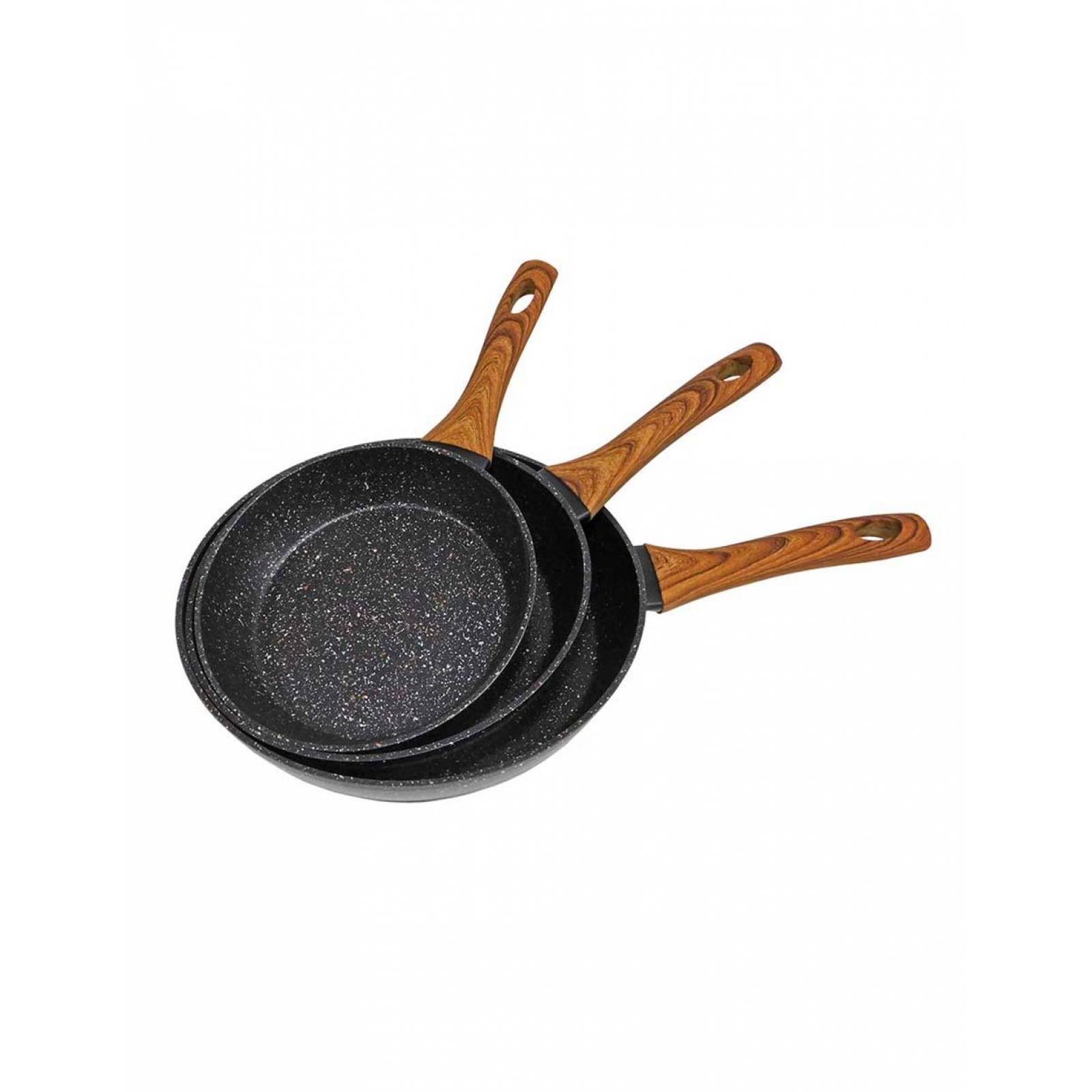 Set de 3 sartenes con revestimiento de granito 