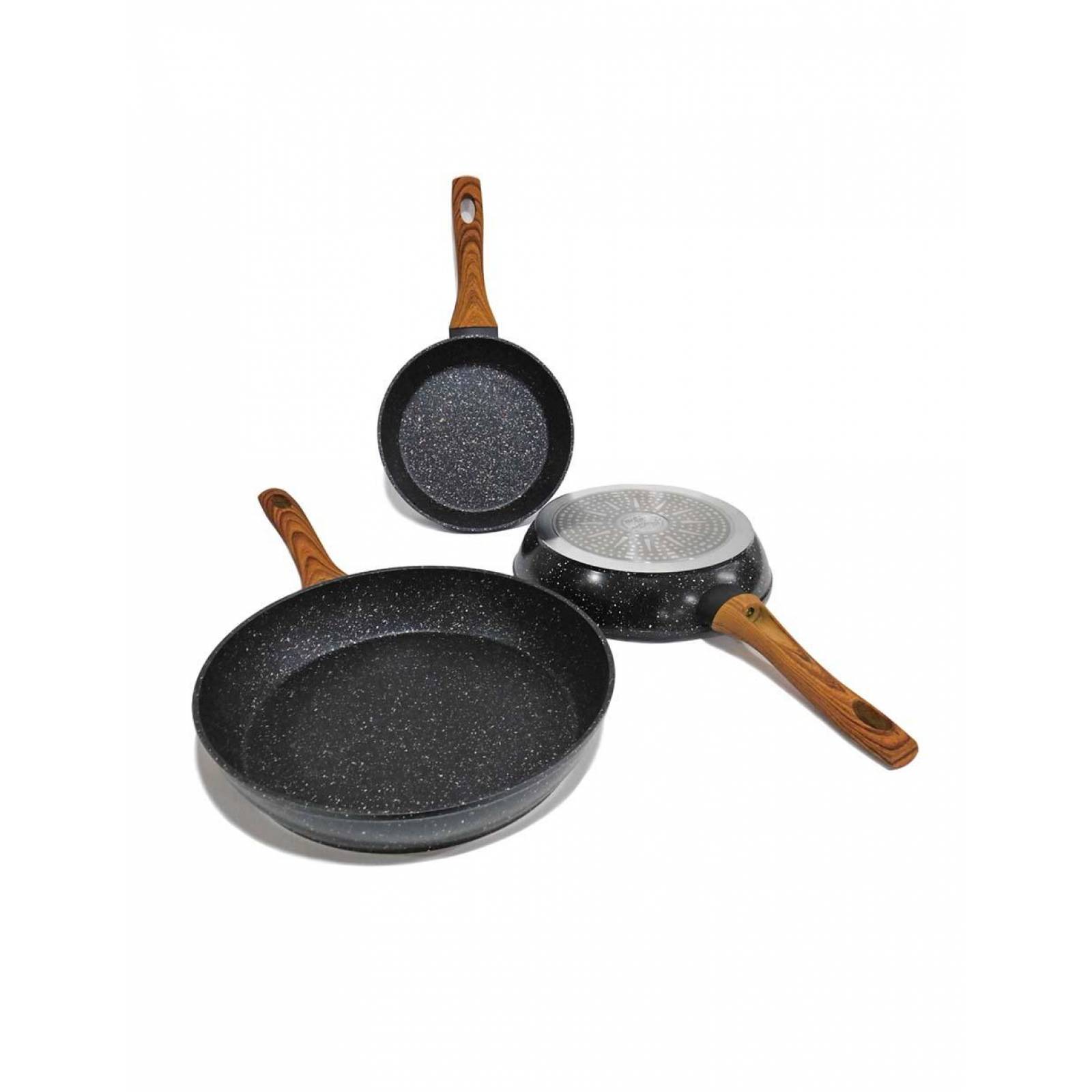 Set de 3 sartenes con revestimiento de granito 