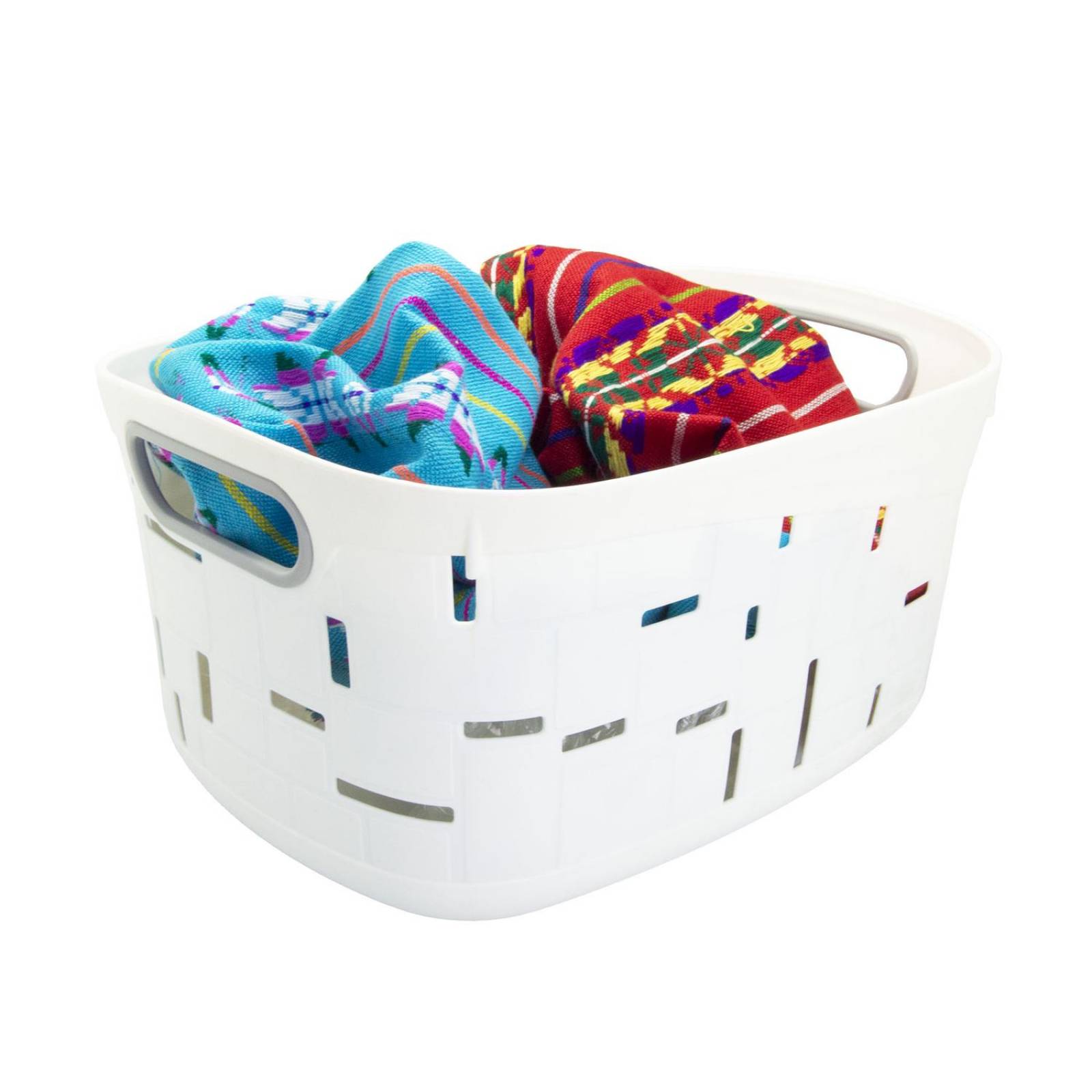 Canasta de plástico grande con asas rectangular 36 x 19.5 x 29 cm 