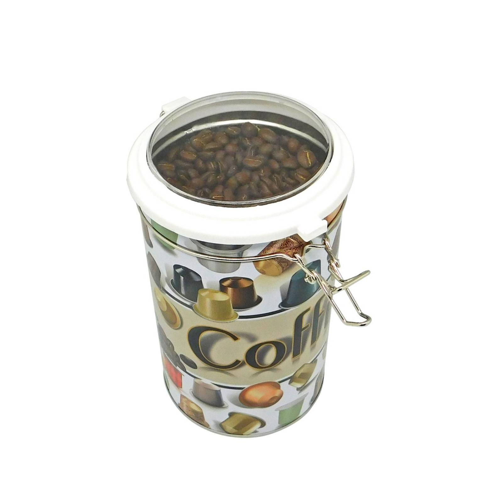 Lata metálica redonda con diseño "COFFEE" 