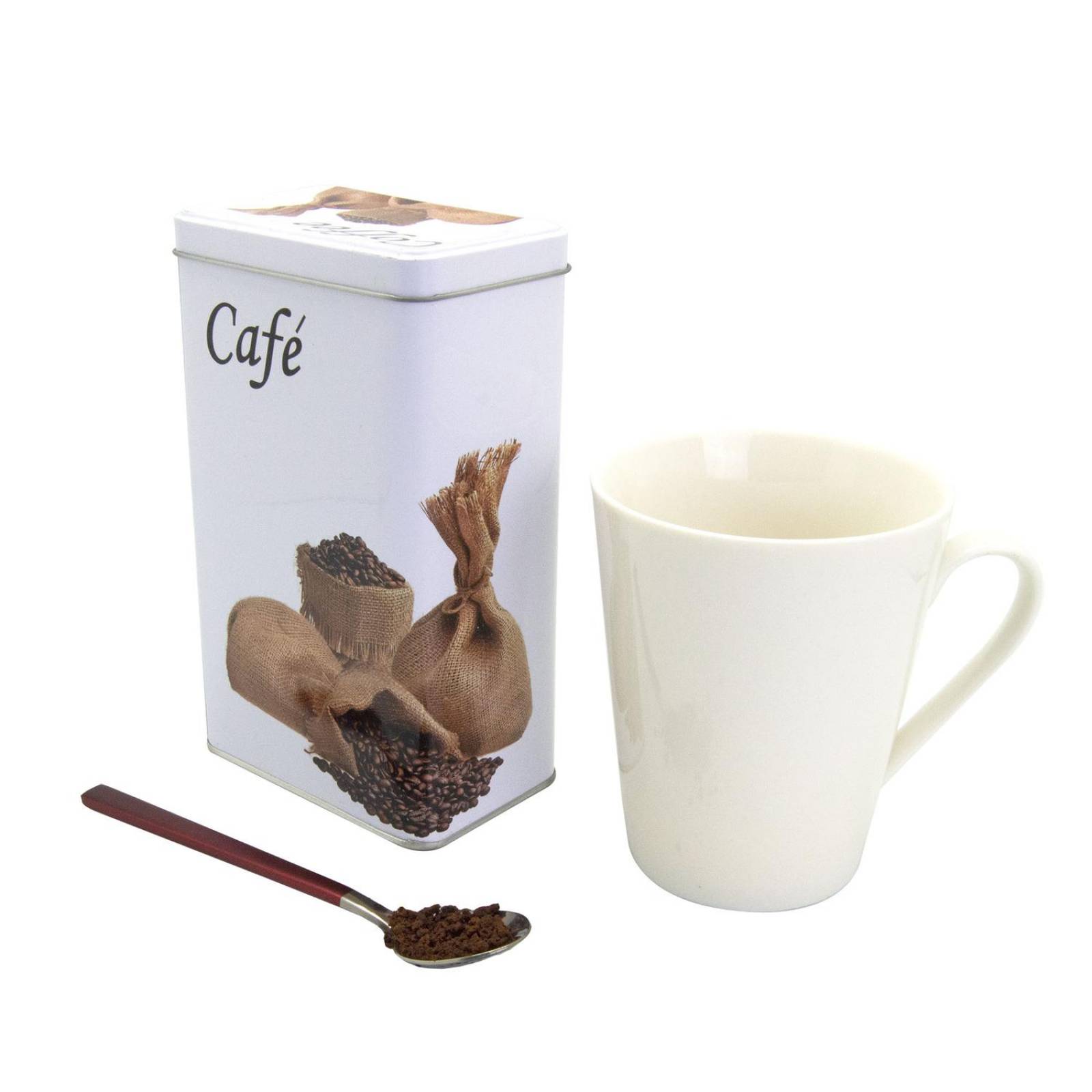 Recipiente de lata con tapa rectangular "Café" 1 L