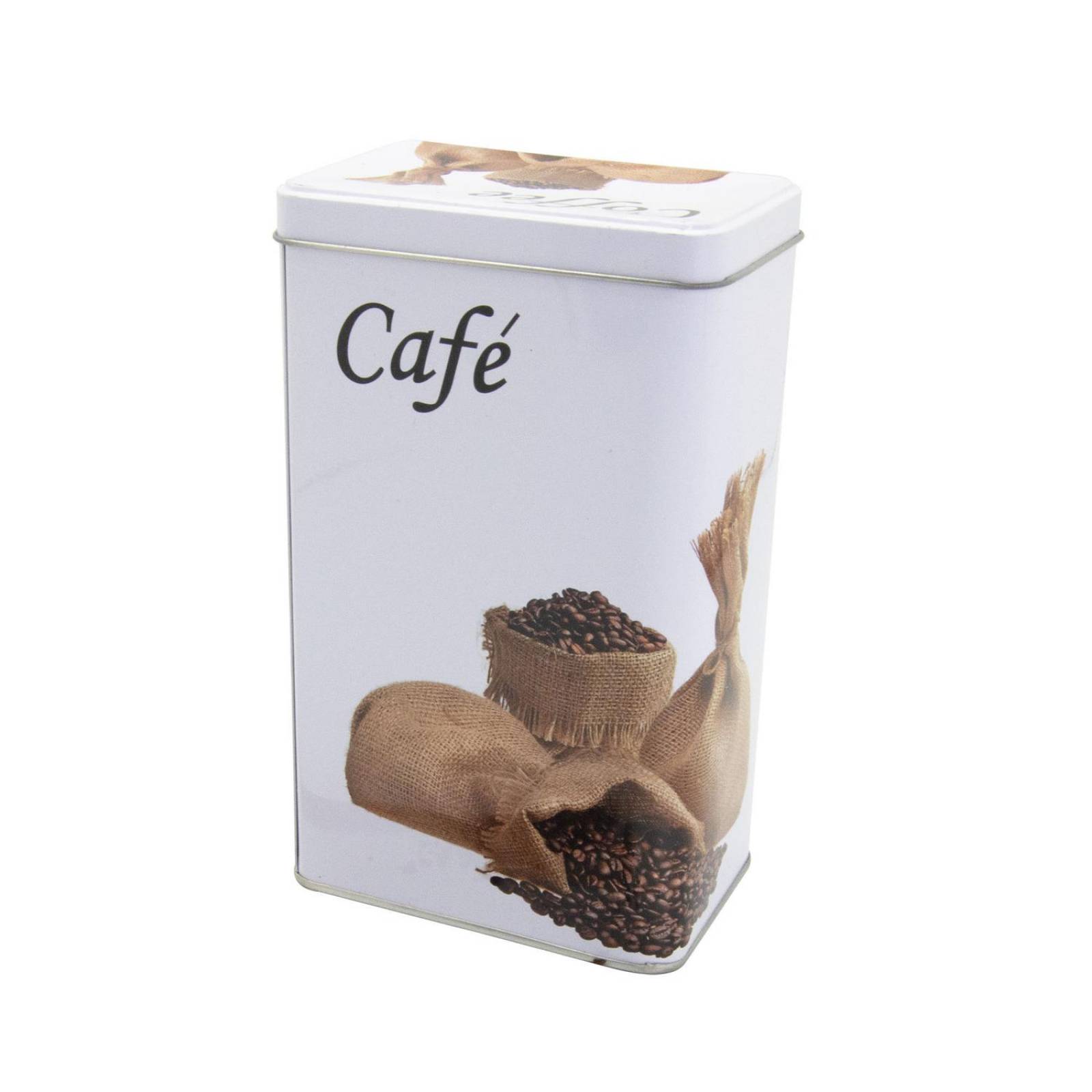 Recipiente de lata con tapa rectangular "Café" 1 L