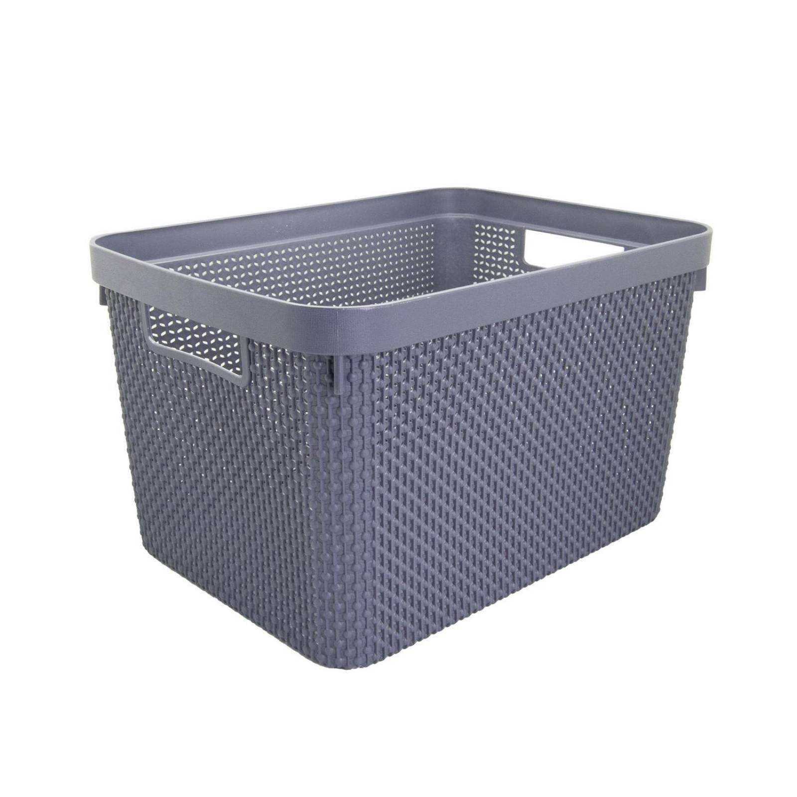 Canasta de plástico grande con asas rectangular 36 x 22 x 27 cm 