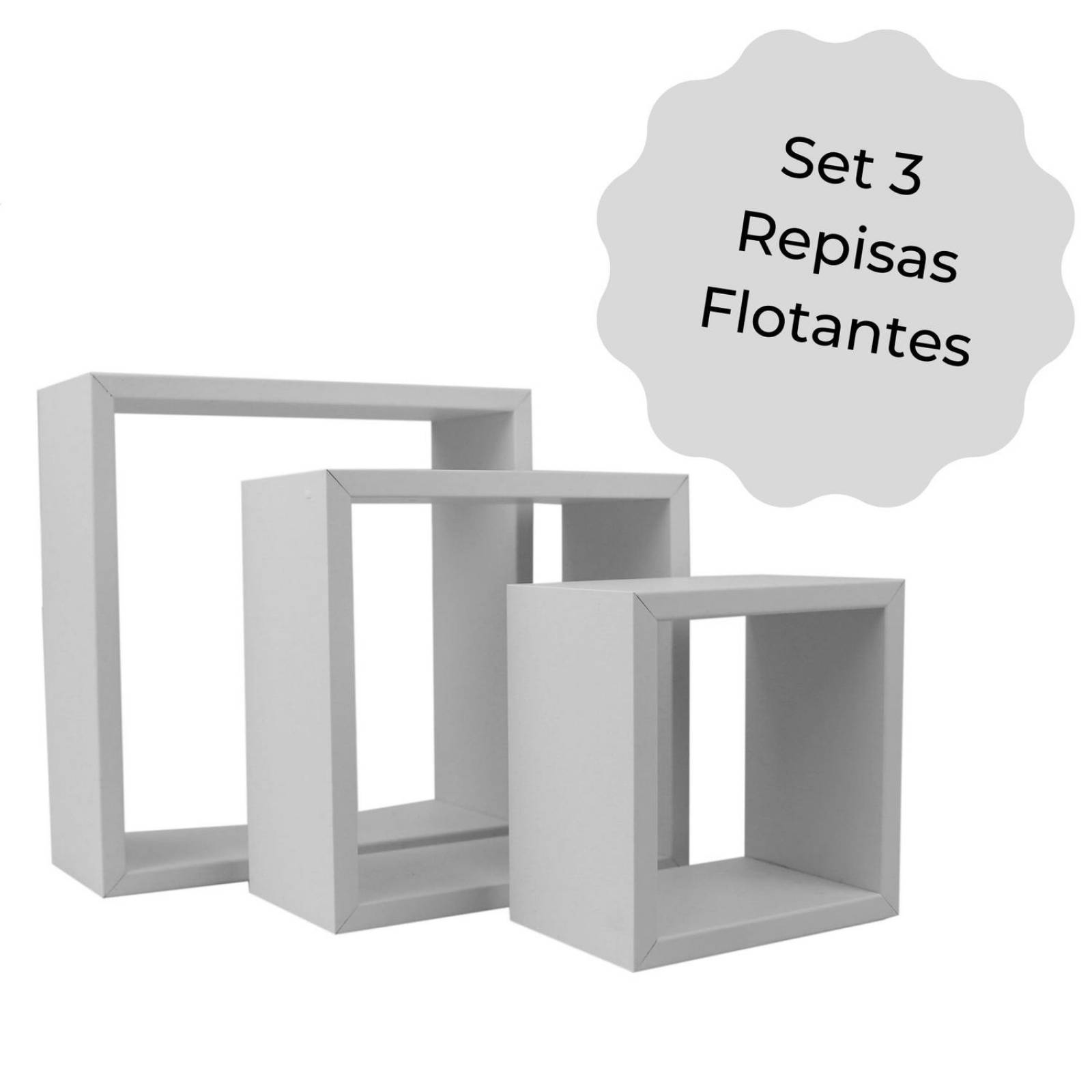 Set 3 repisas flotantes cuadradas minimalista blancas