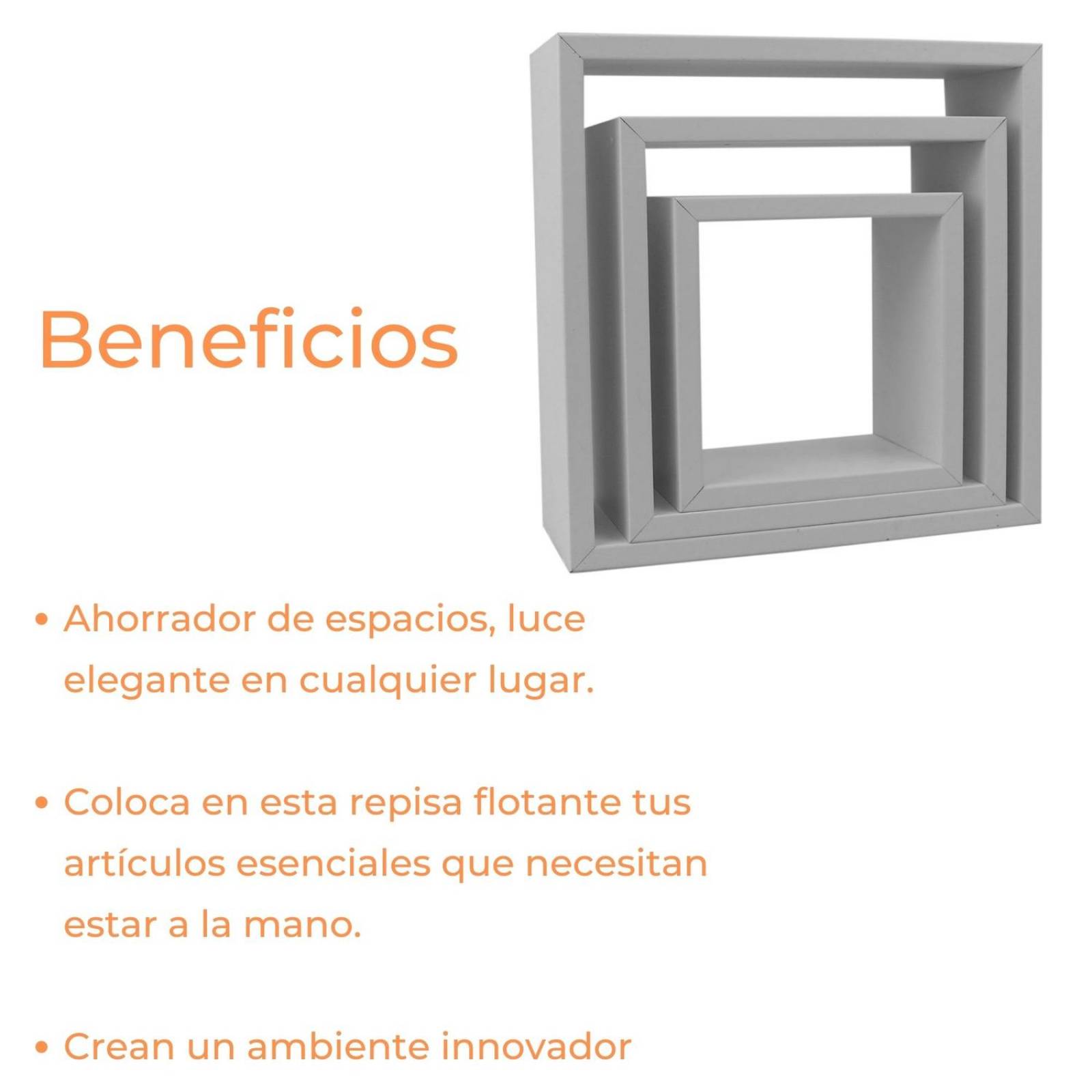 Set 3 repisas flotantes cuadradas minimalista blancas