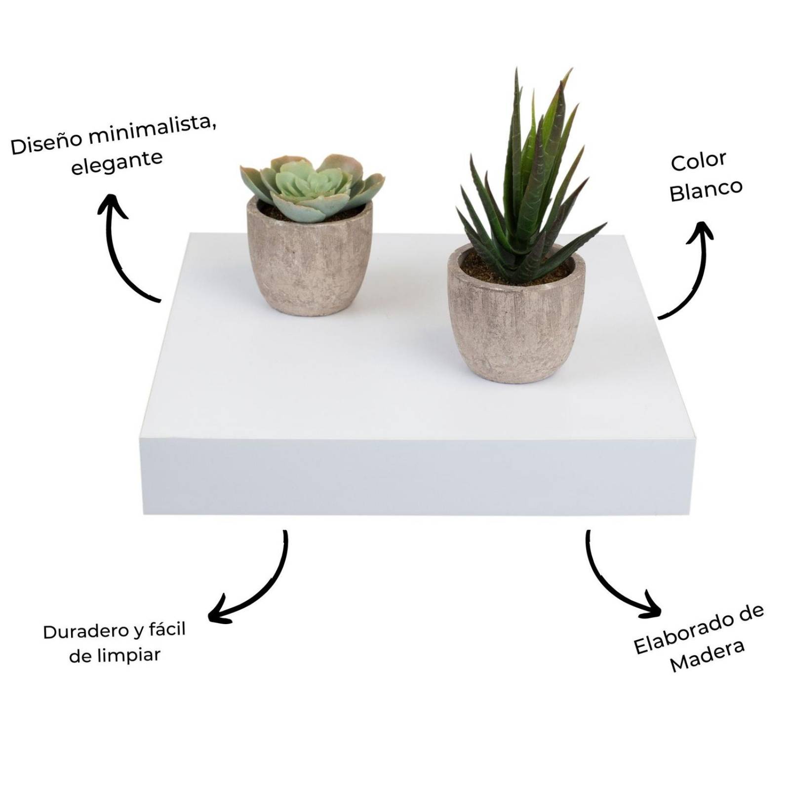 Repisa de Madera Flotante Minimalista Blanco 