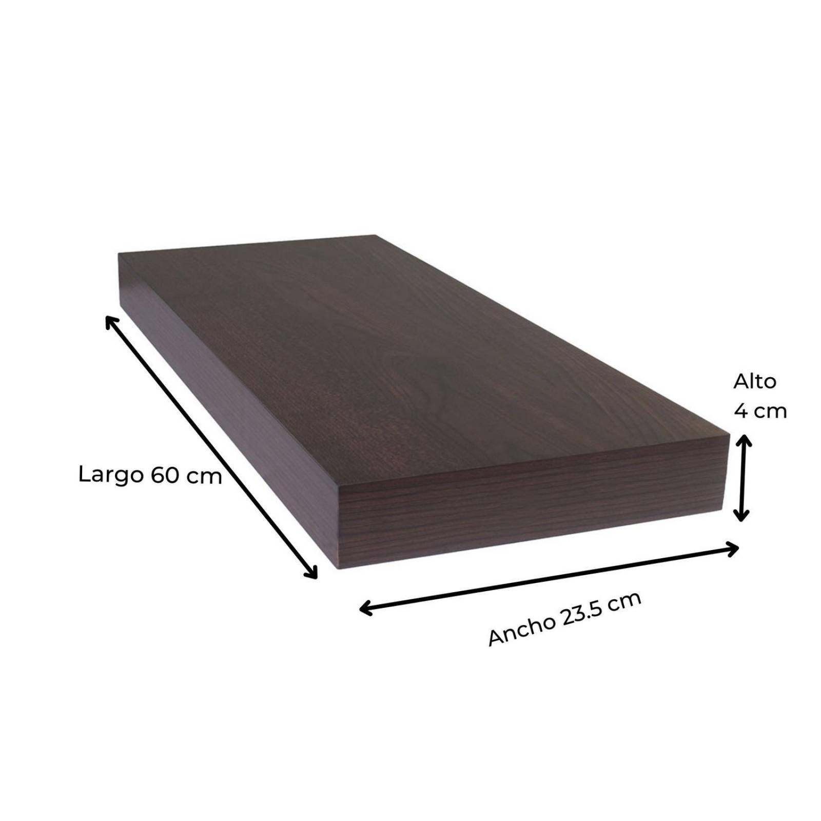 Repisa de Madera Flotante Minimalista Ancha Negro 