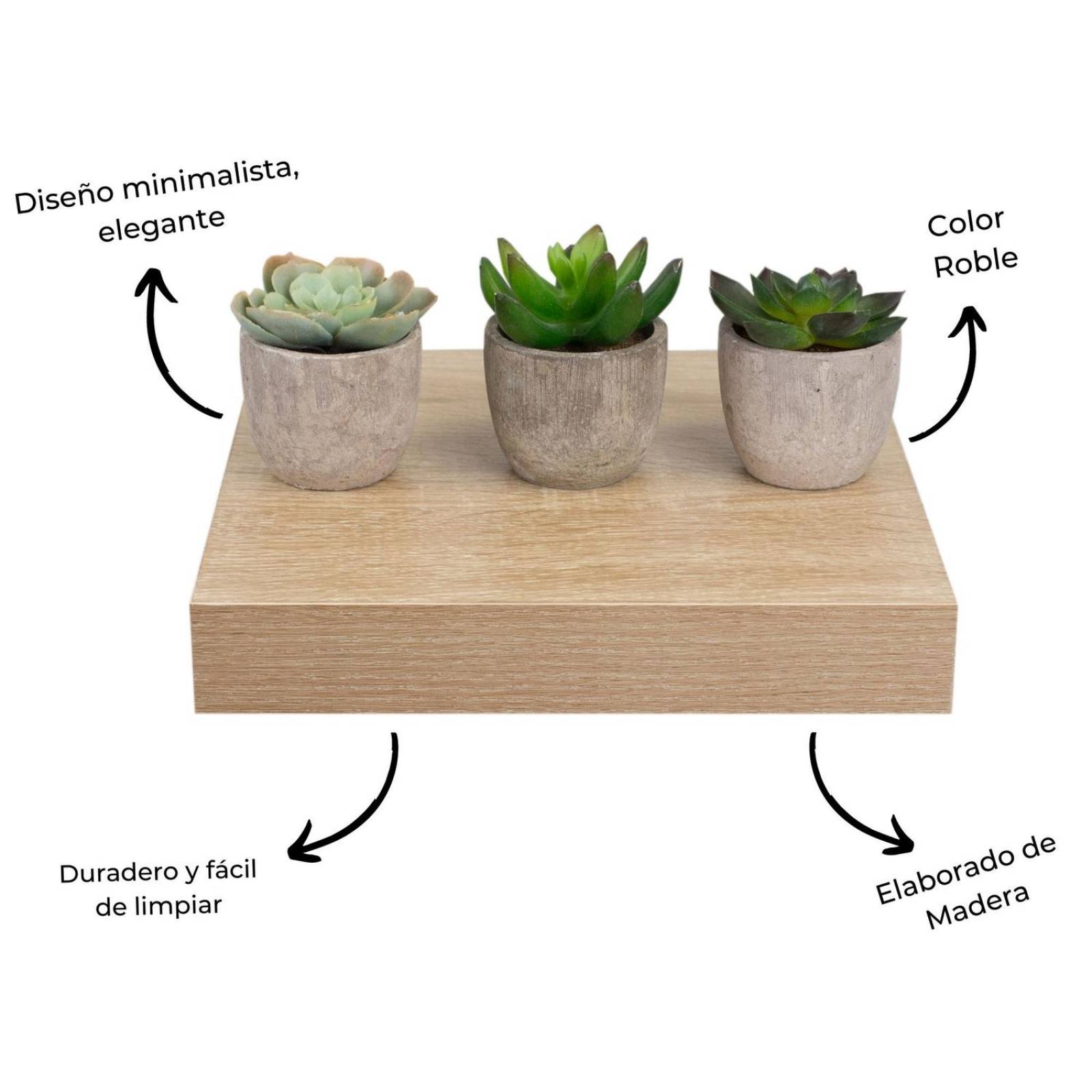 Repisa de Madera Flotante Minimalista Roble 