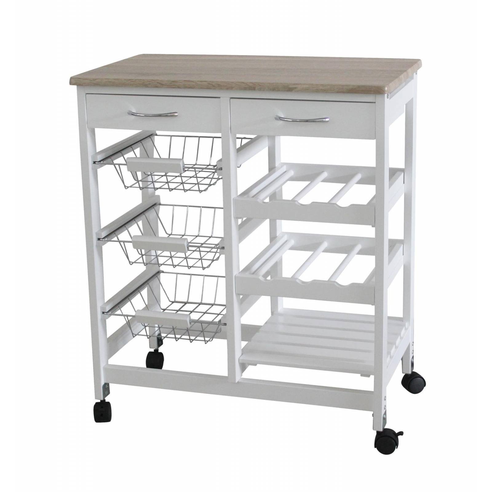 Home Basics Mueble de cocina con carrito para microondas, color blanco  pequeño
