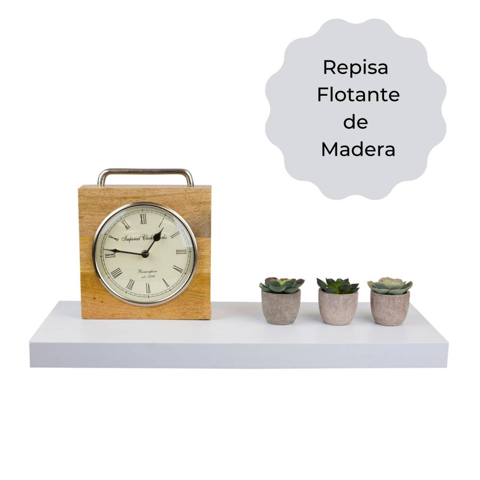 Repisa flotante de madera, rectangular, color blanco 