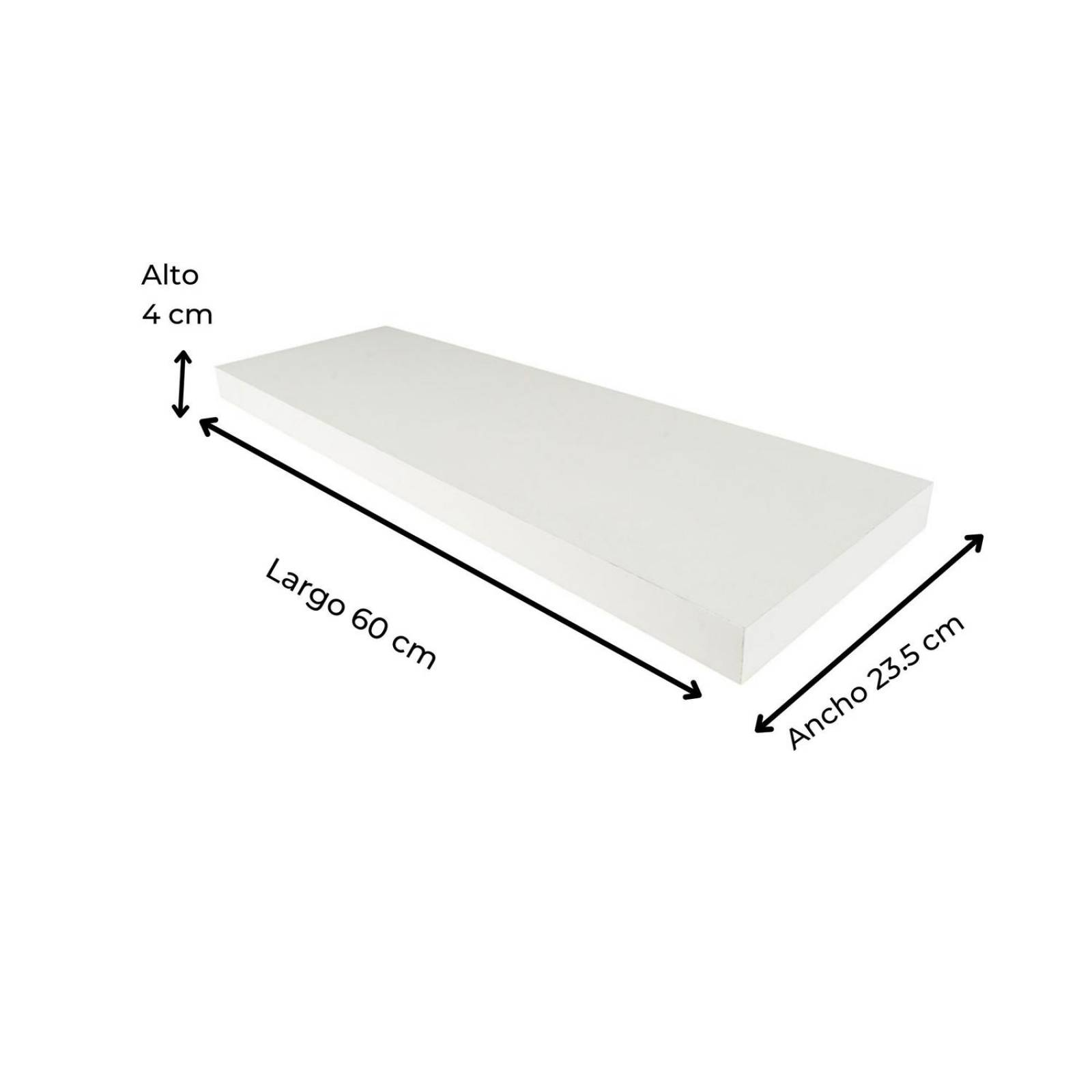 Repisa flotante de madera, rectangular, color blanco 