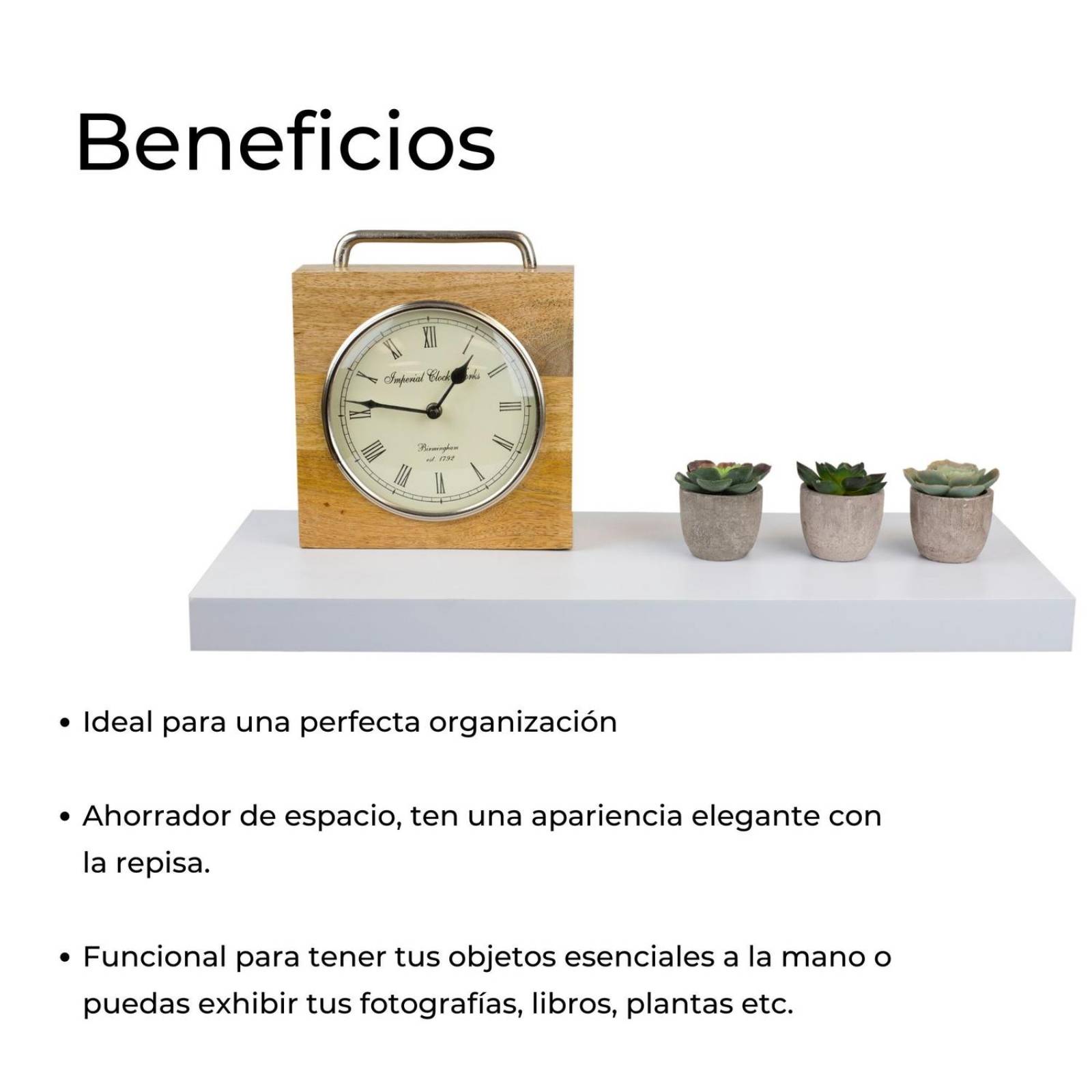 Repisa flotante de madera, rectangular, color blanco 