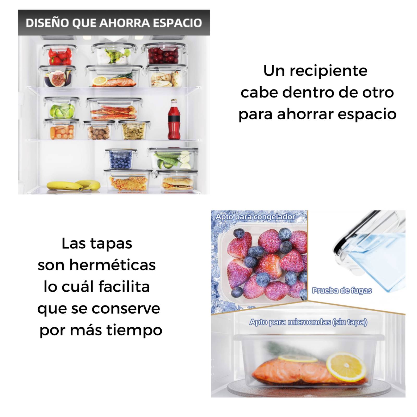 16pzs Recipientes Contenedores Alimentos Diferentes Tamaños 