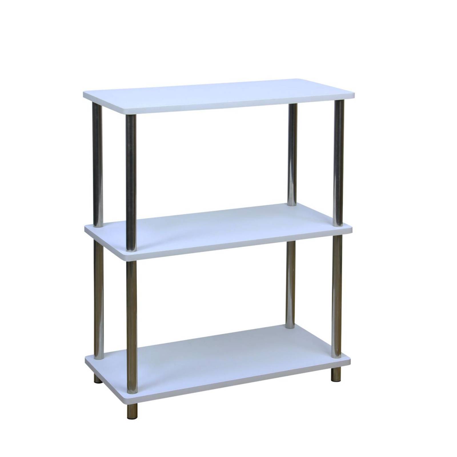 Anaquel Estante Multiusos Madera Con Acero Inoxidable Blanco 