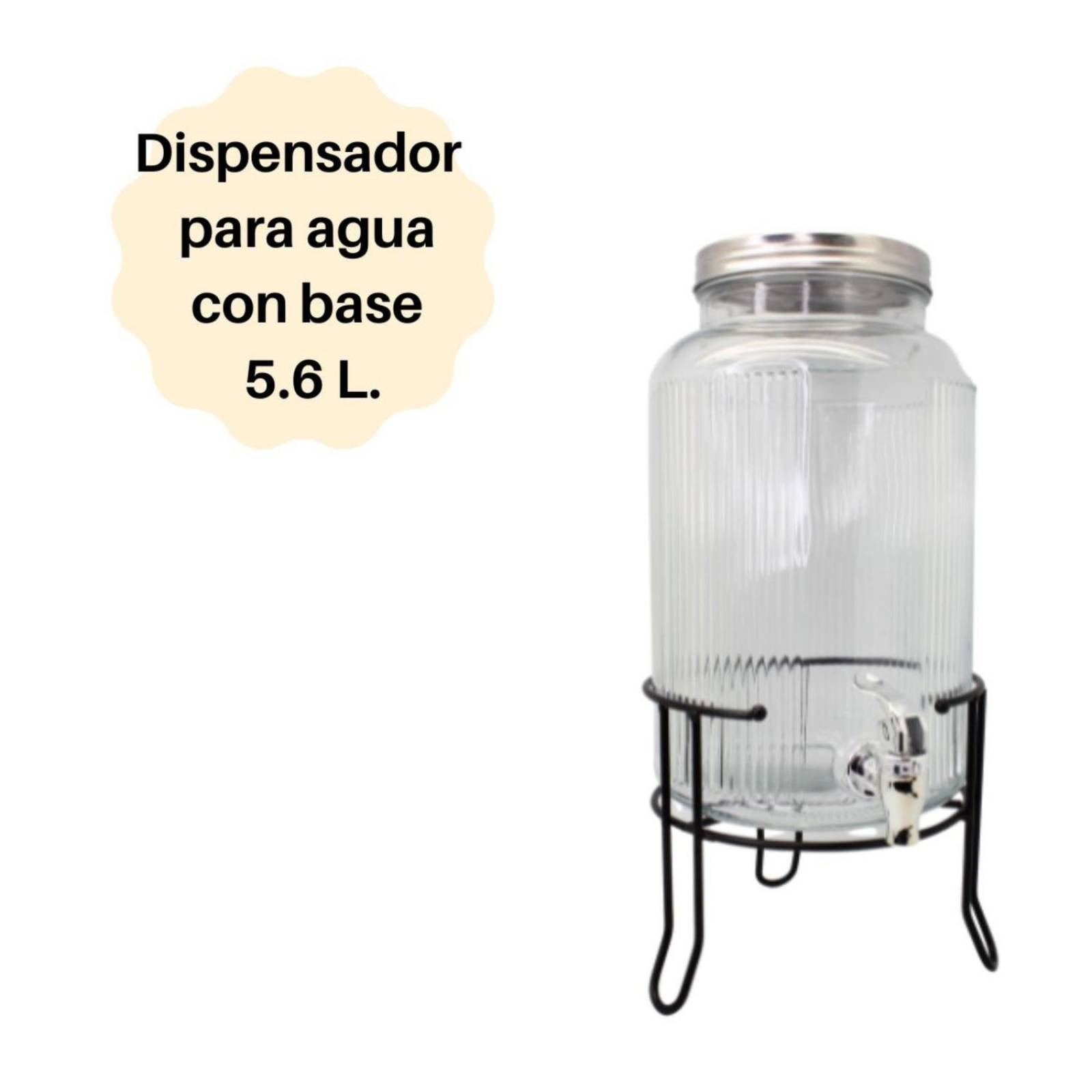 Dispensador de vidrio para agua, 5.6 L