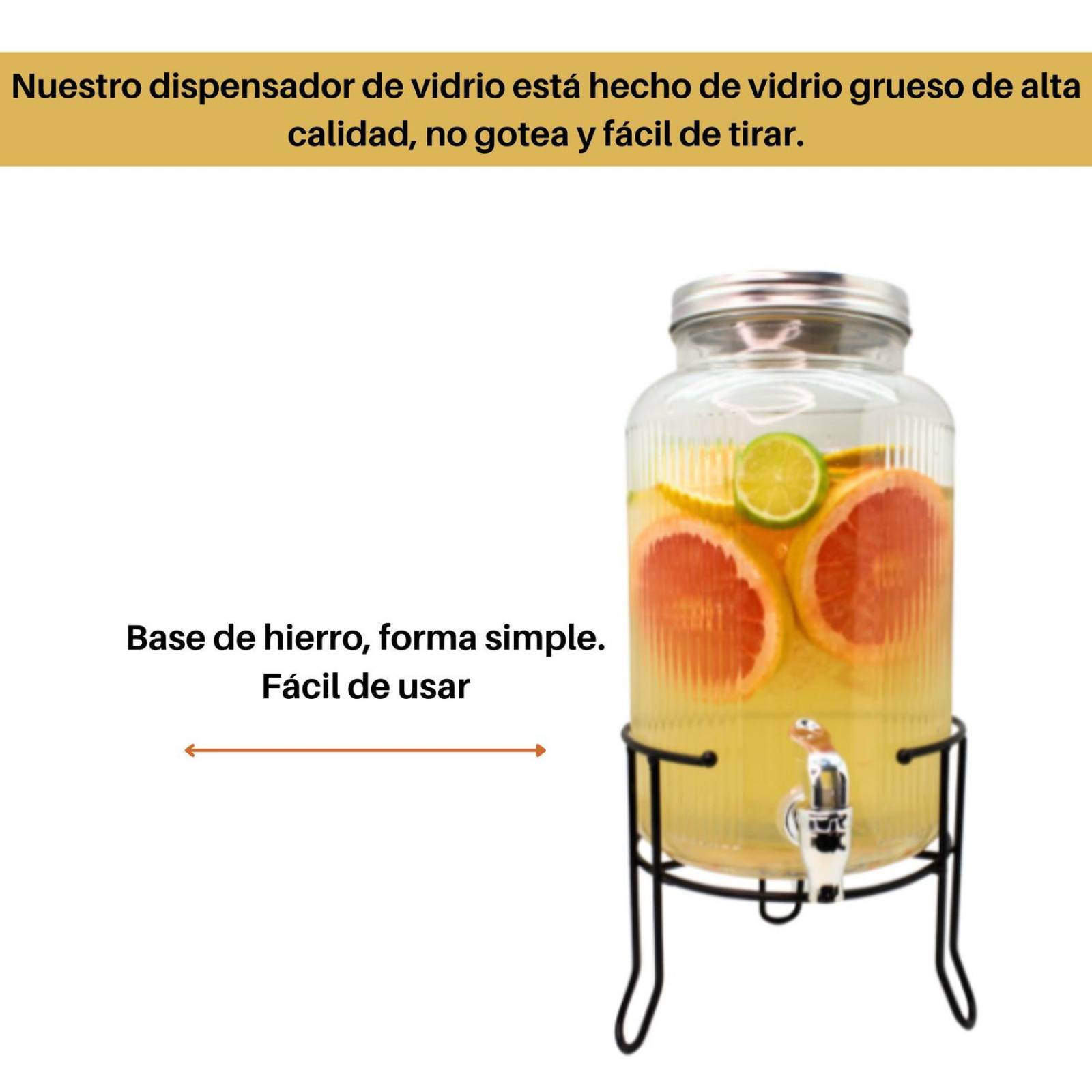 Dispensador de vidrio para agua, 5.6 L