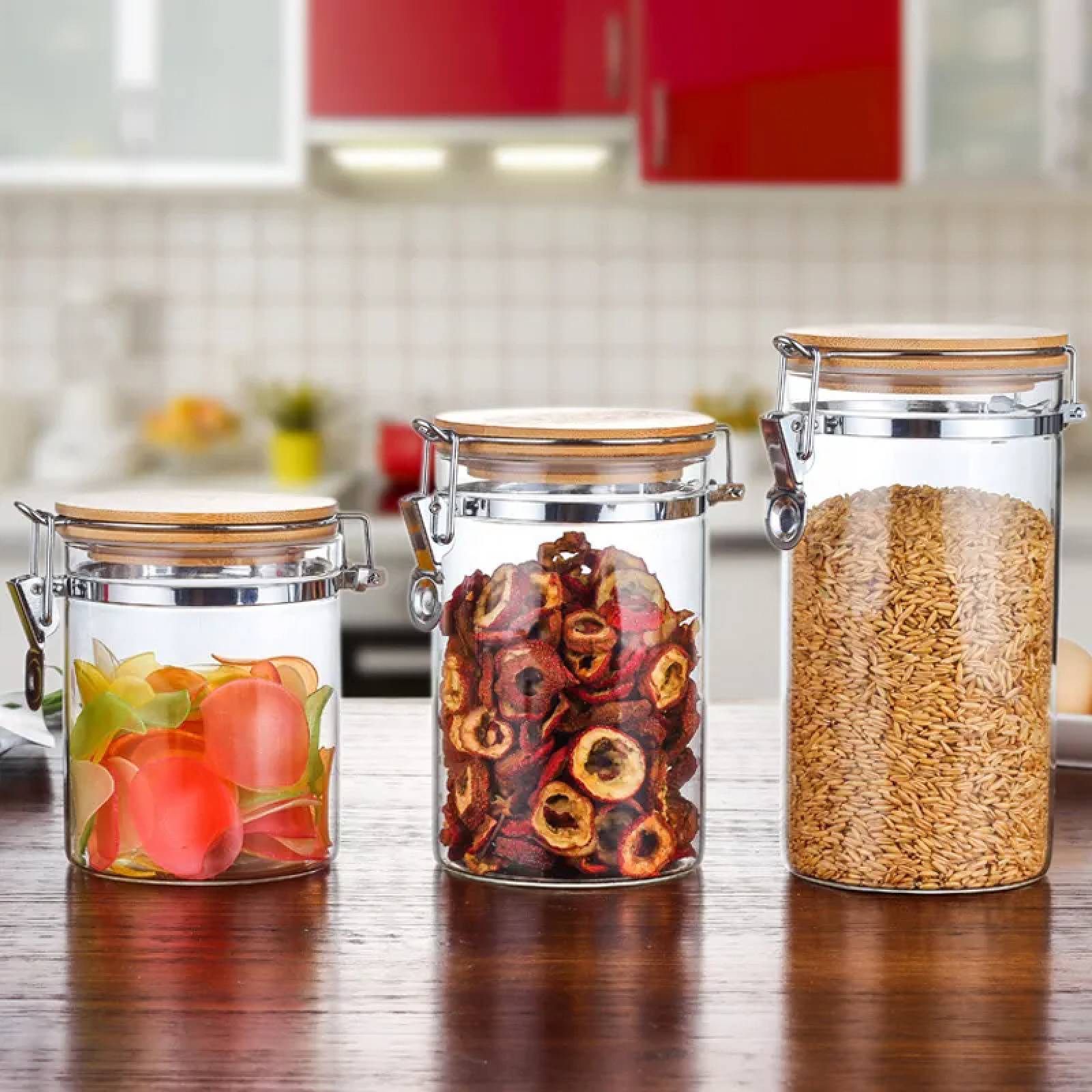 Set de 12 Frascos herméticos de vidrio 600ml 800ml 1L 12L