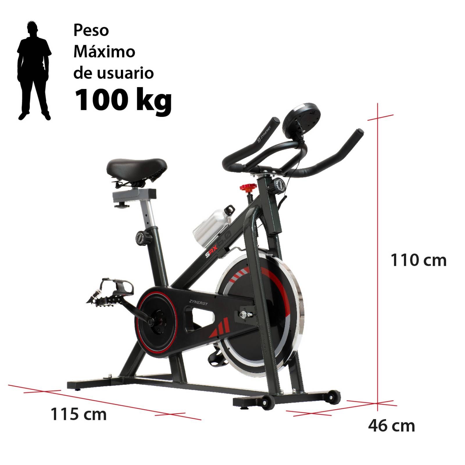 Bicicleta SpinbIKE Fija ZYNERGY 6kg Cardio