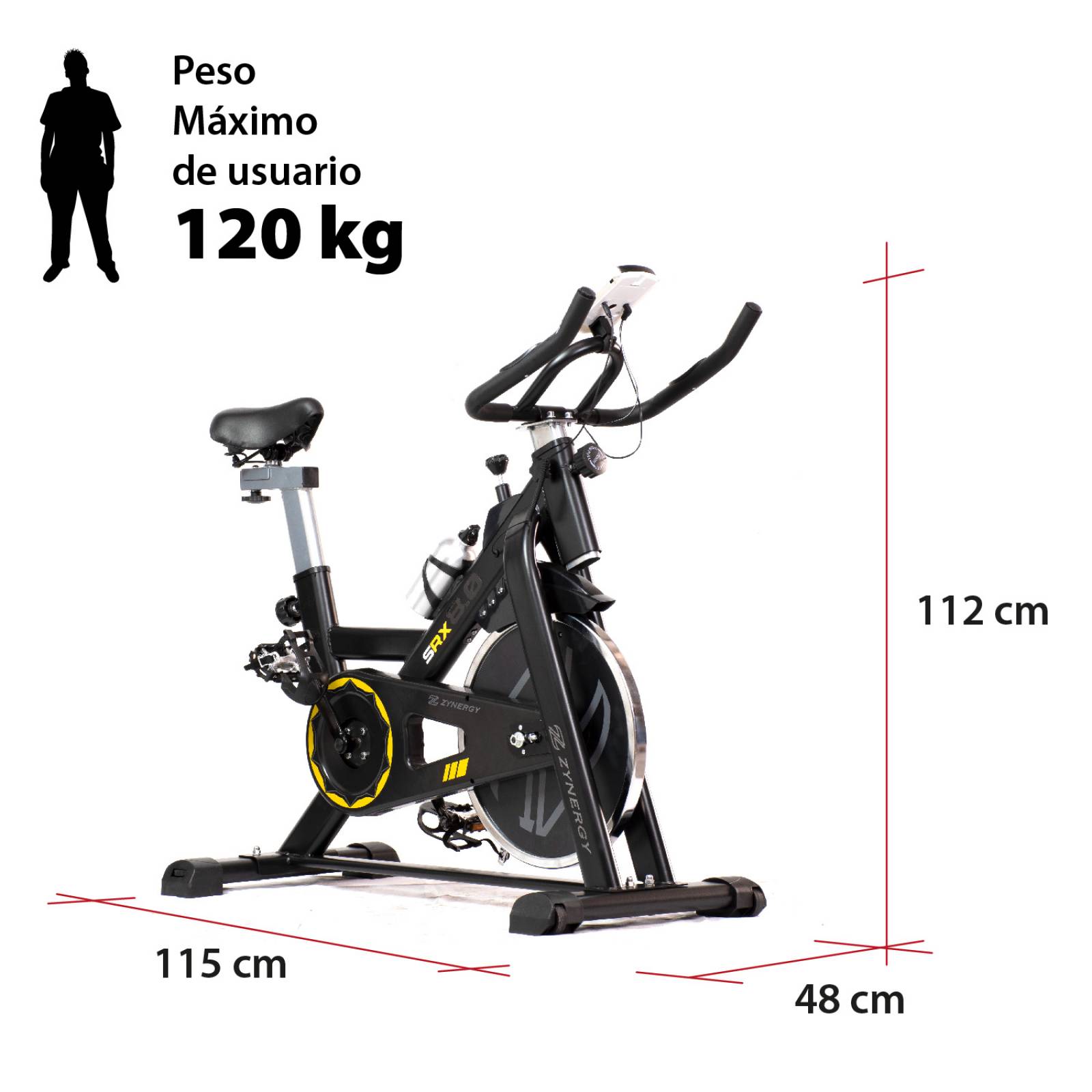 Bicicleta SpinbIke Fija ZYNERGY 8kg Cardio