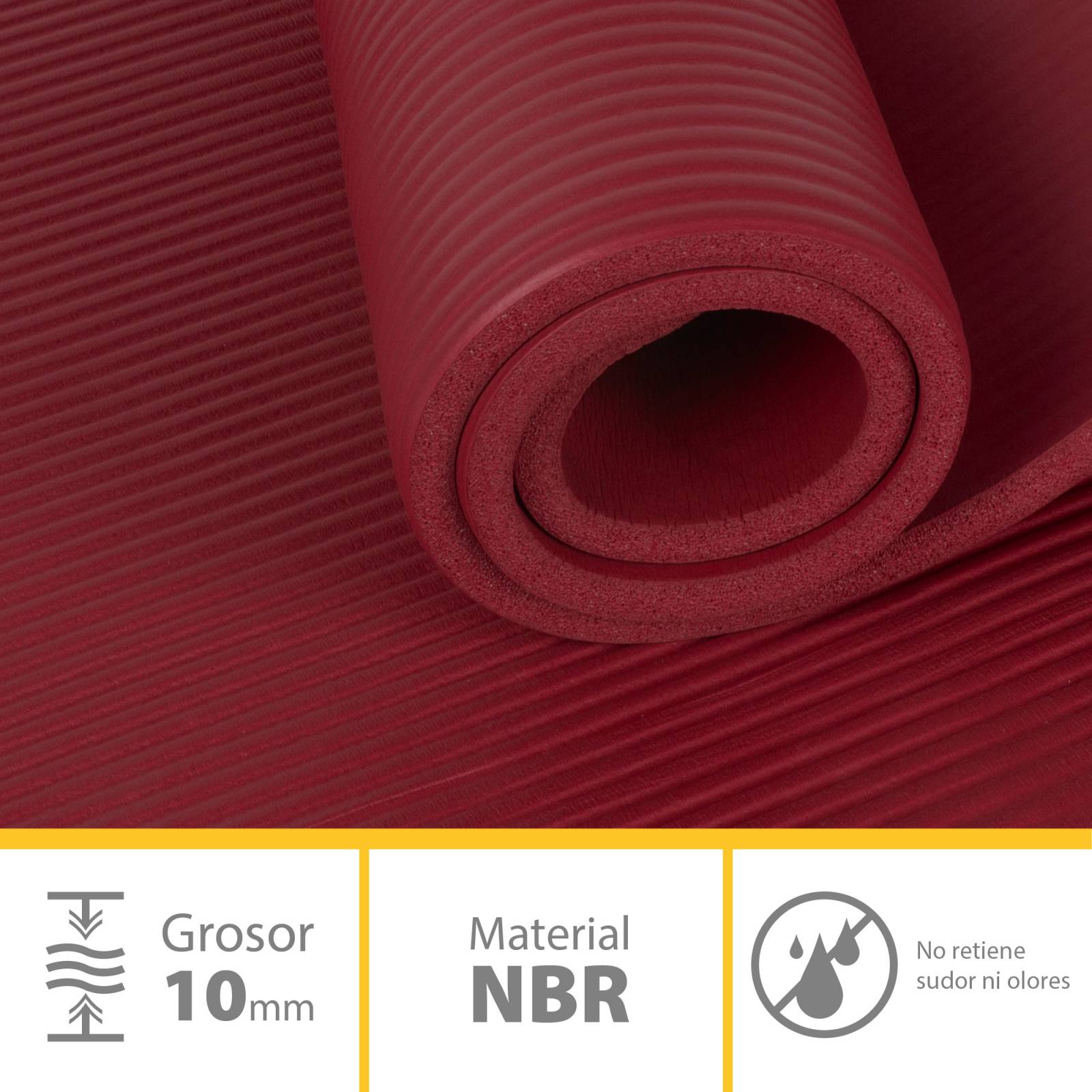 Tapete para Yoga con Grosor 10 mm - ROJO